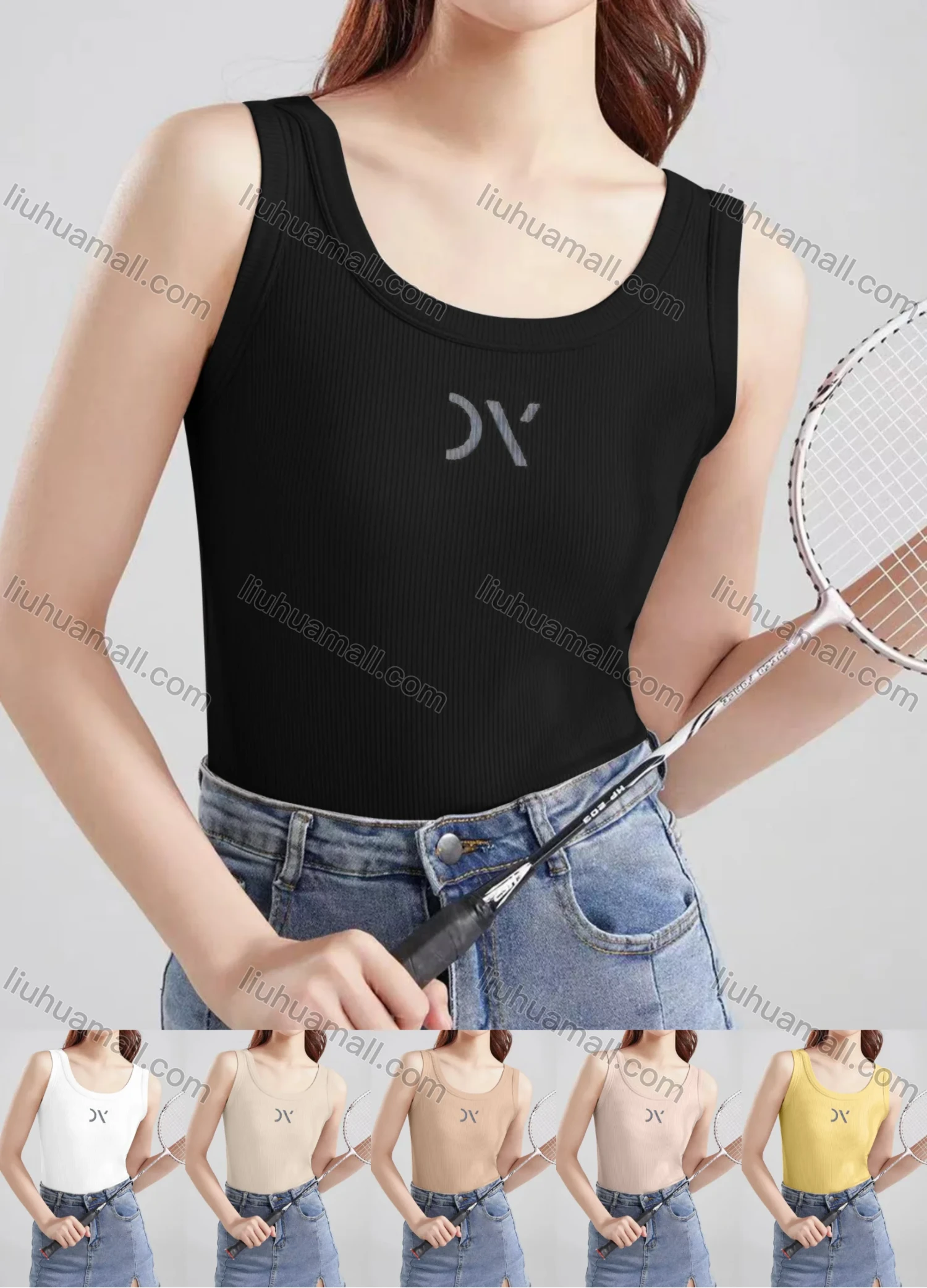 Wholesale Women's Casual Plain Scoop Neck Tank Top B899# - Liuhuamall