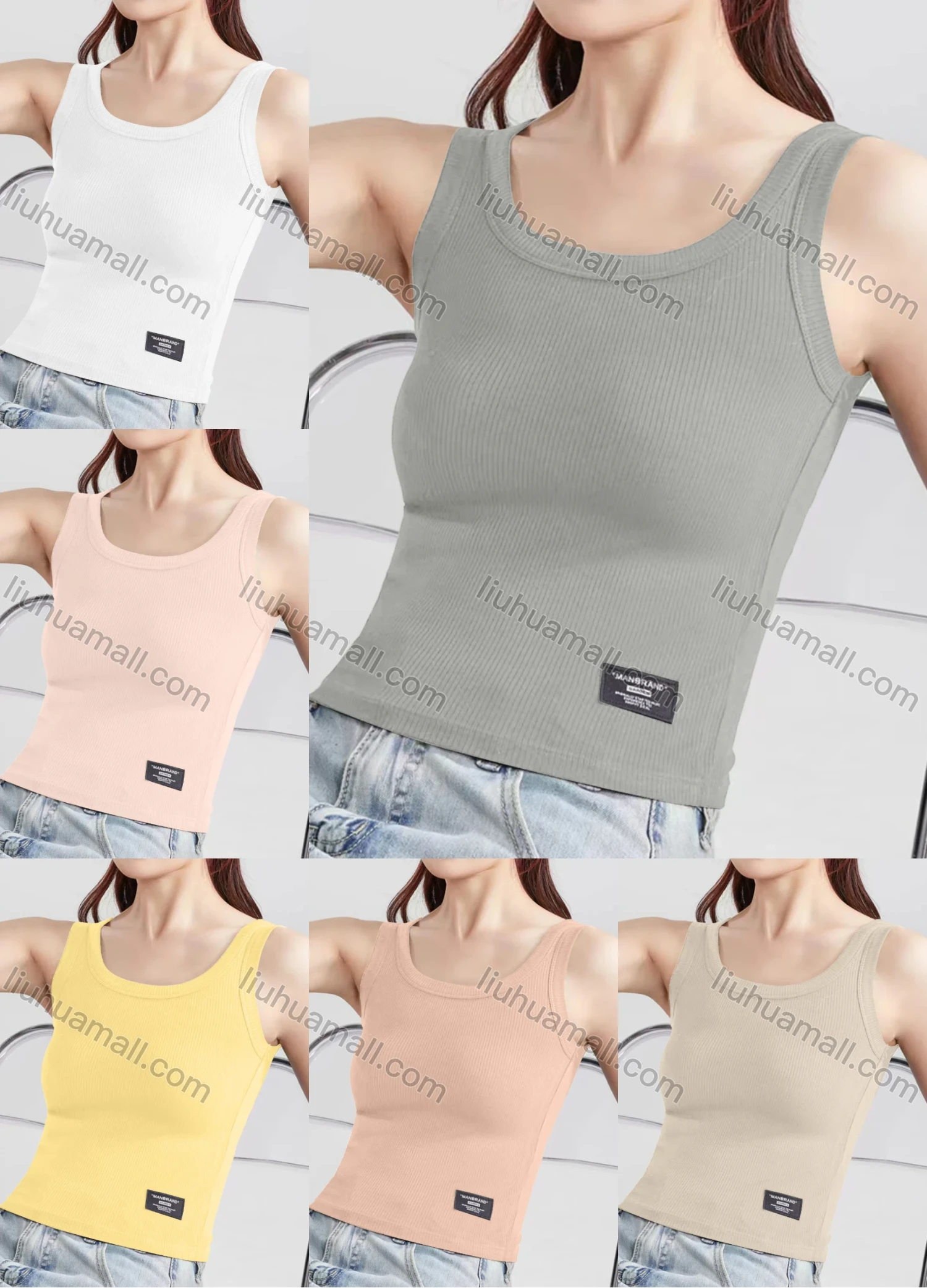 Wholesale Women's Casual Plain Scoop Neck Tank Top B469# - Liuhuamall