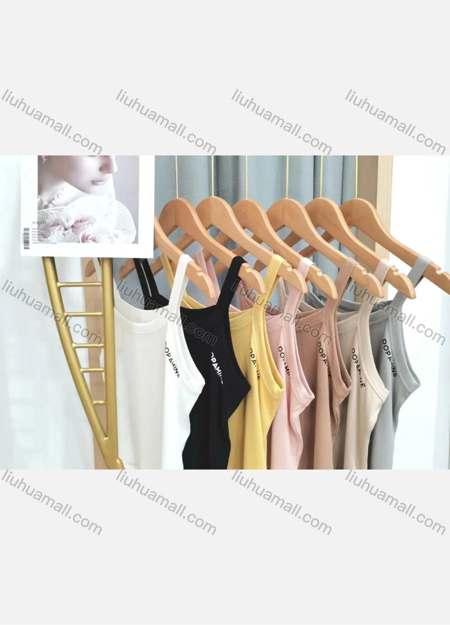 Wholesale Women's Casual Plain Geometric Crew Neck Crop Tank Top B177# - Liuhuamall