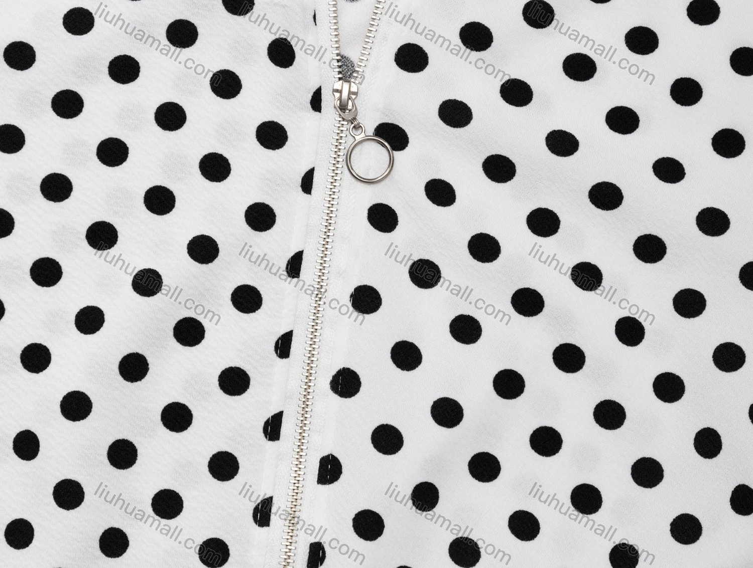 Wholesale Women's Casual Mock Neck Long Sleeve Zip Polka Dot Crop Jacket 6239# - Liuhuamall