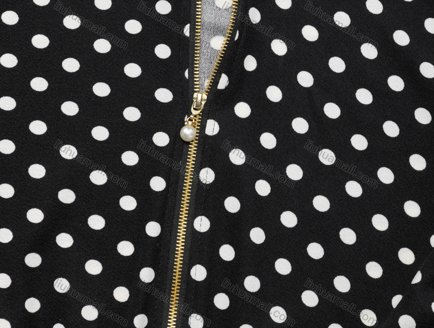 Wholesale Women's Casual Mock Neck Long Sleeve Pearl Zip Polka Dot Jacket 6411# - Liuhuamall