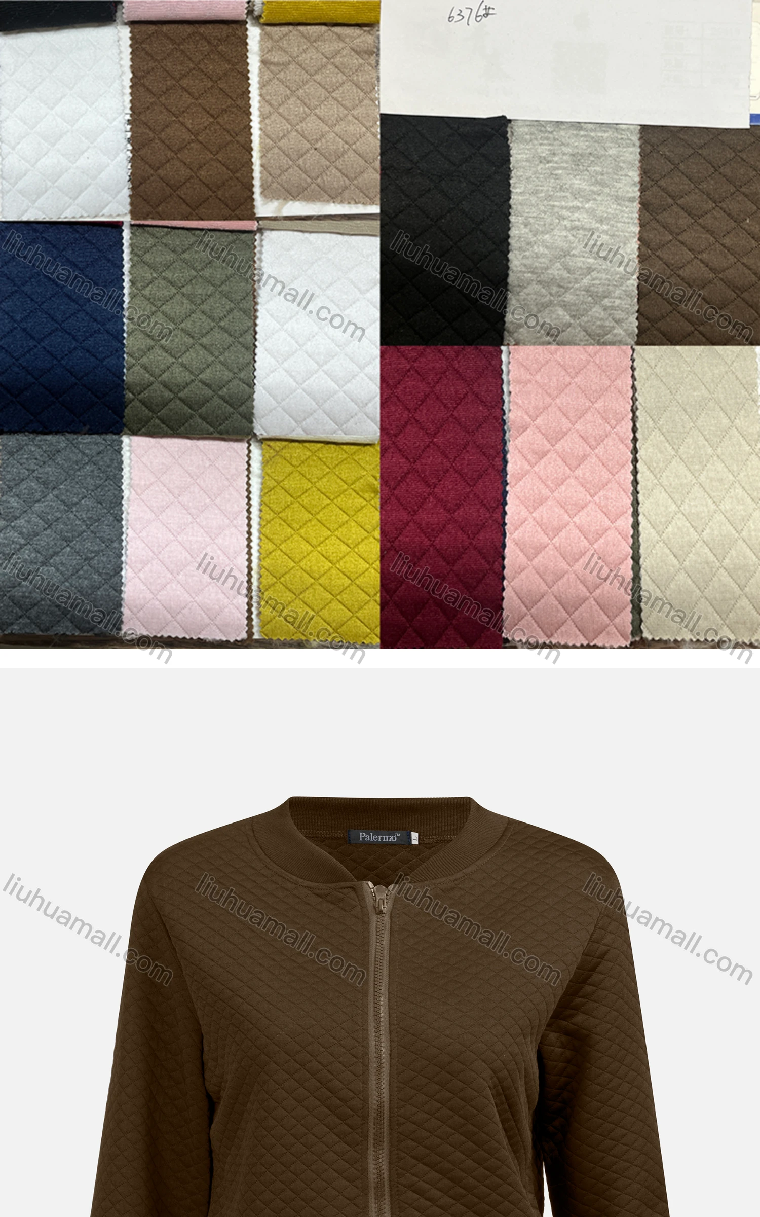 Wholesale Women's Casual Mock Neck Long Sleeve Zip Waffle Plain Jacket 6376# - Liuhuamall