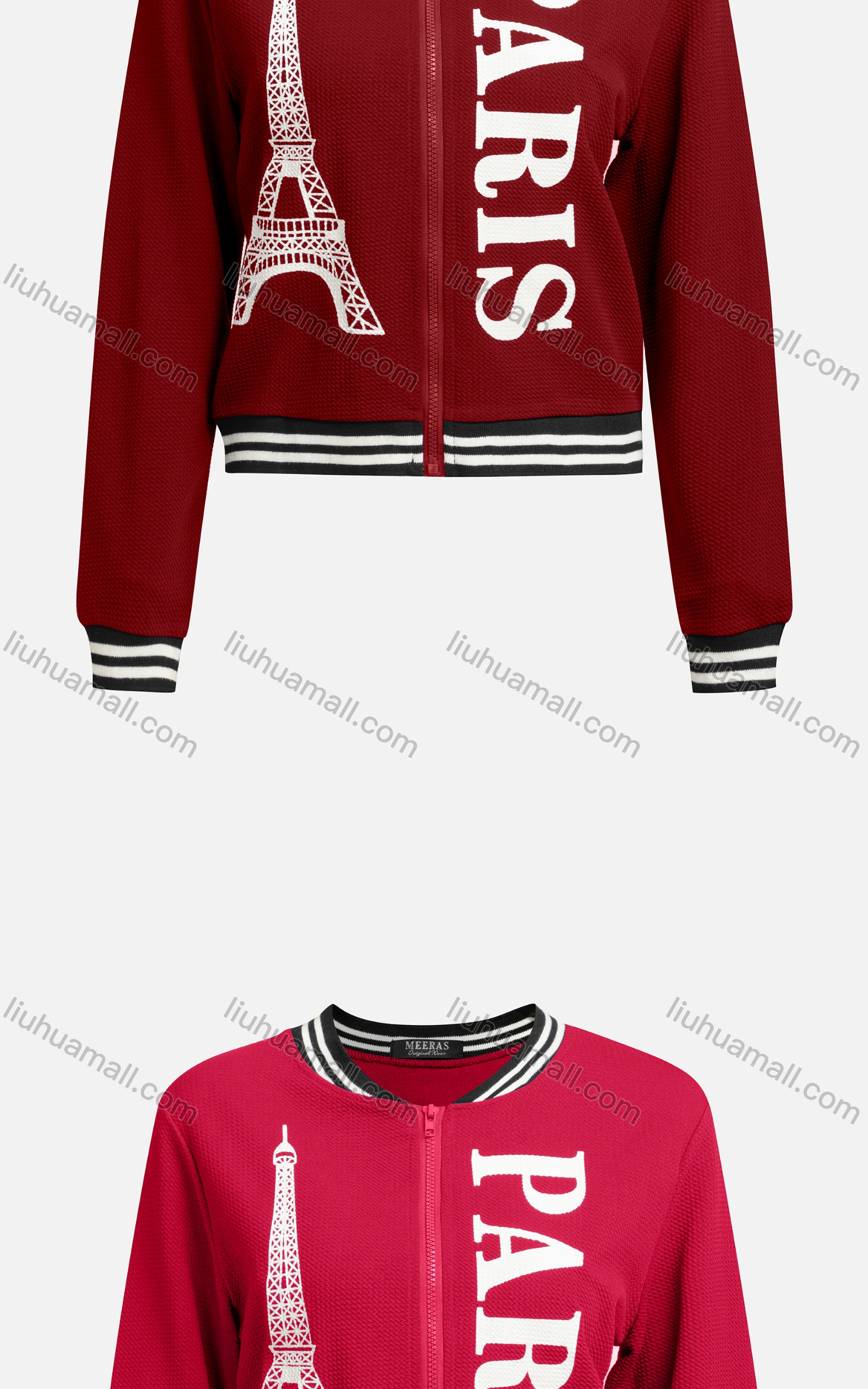 Wholesale Women's Casual Baseball Collar Long Sleeve Zip Graphic Letter Jacket 6433# - Liuhuamall