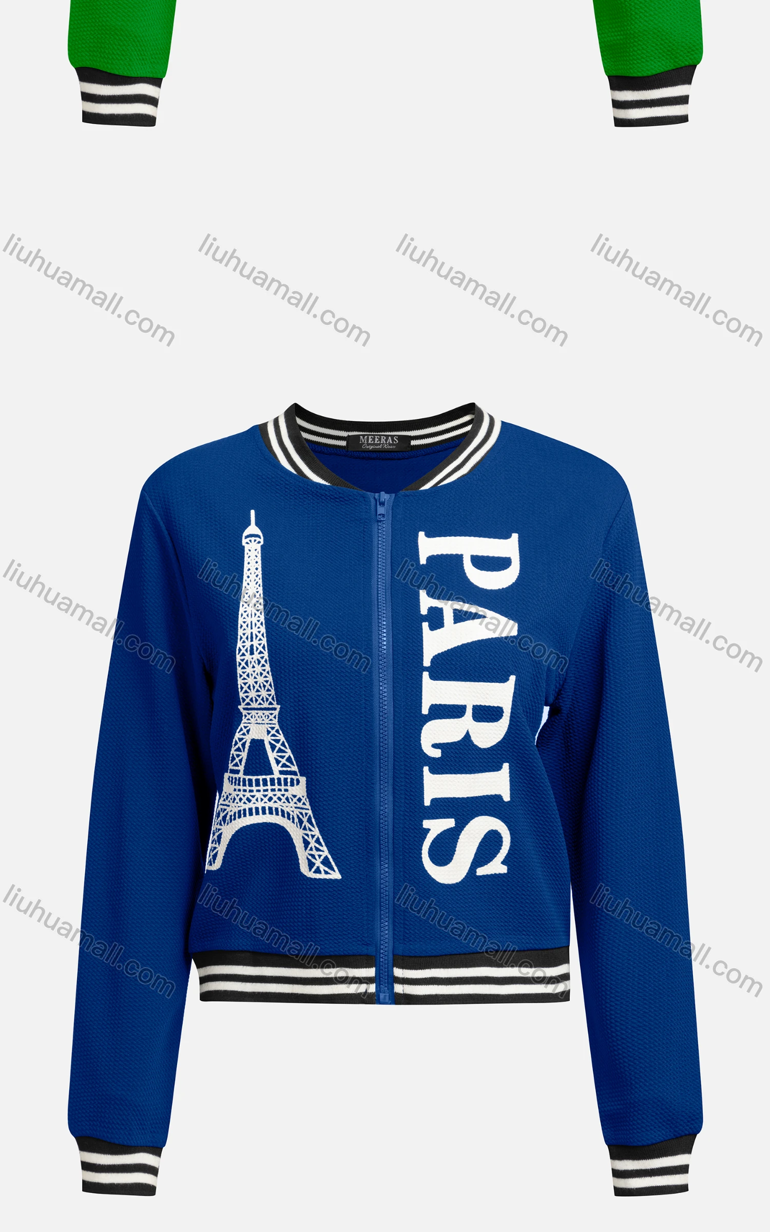 Wholesale Women's Casual Baseball Collar Long Sleeve Zip Graphic Letter Jacket 6433# - Liuhuamall