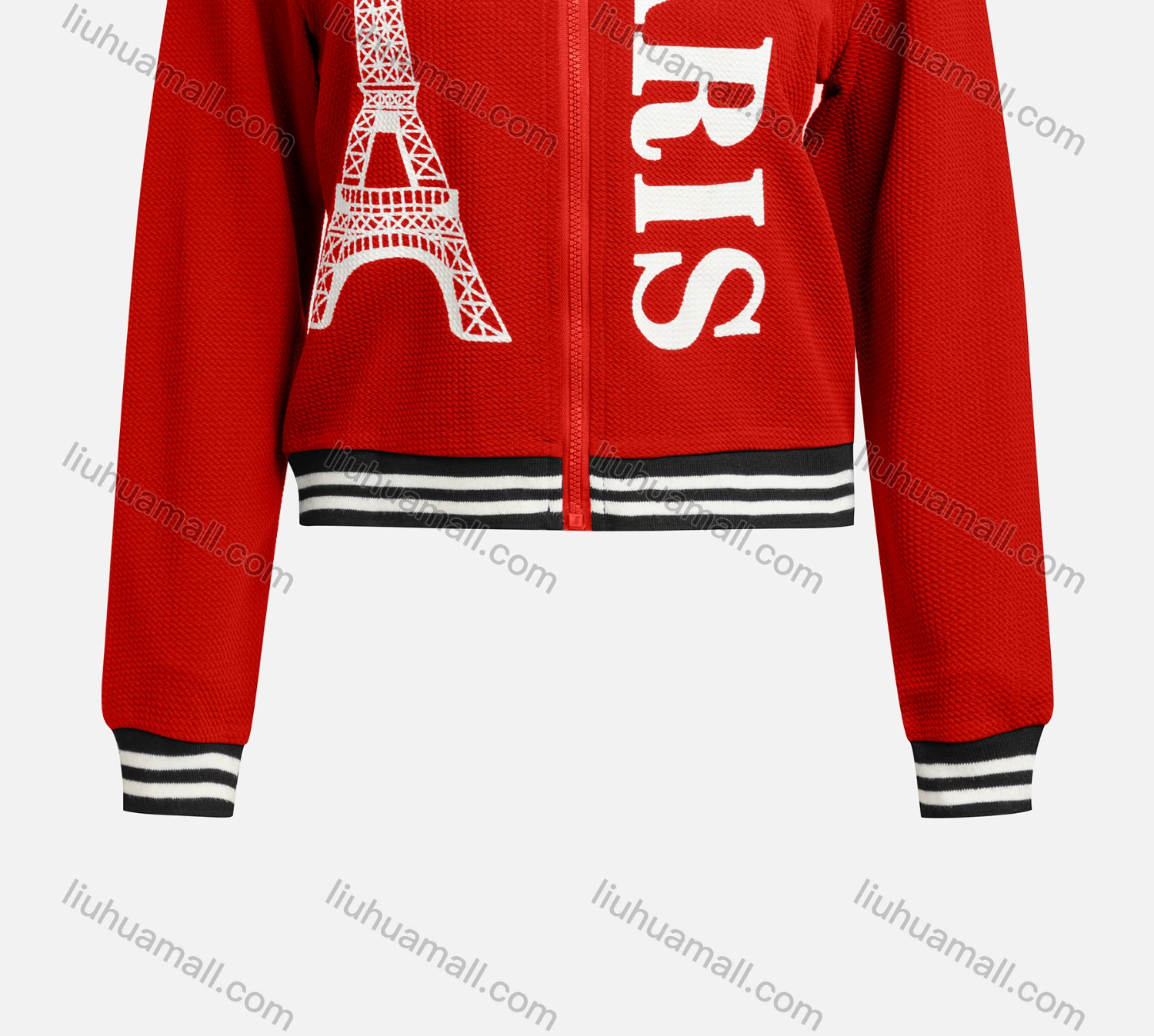 Wholesale Women's Casual Baseball Collar Long Sleeve Zip Graphic Letter Jacket 6433# - Liuhuamall