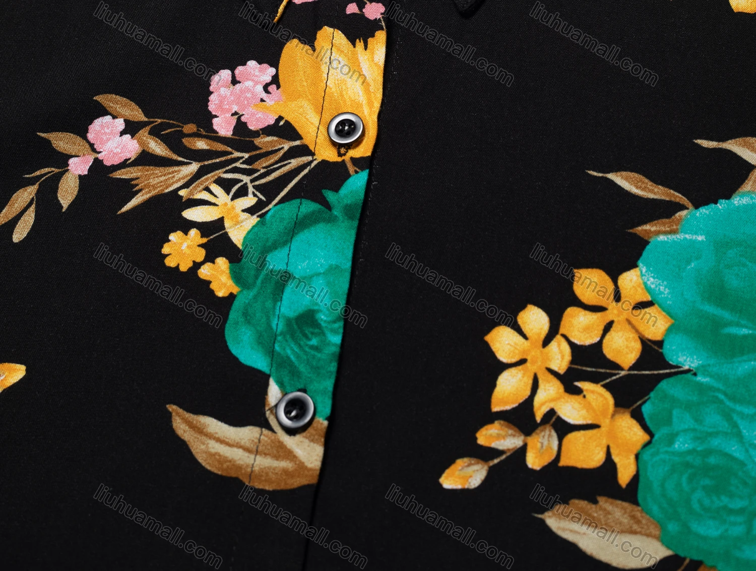 Wholesale Women's Vintage Short Sleeve Floral Pattern Button Down Shirt 23061# - Liuhuamall