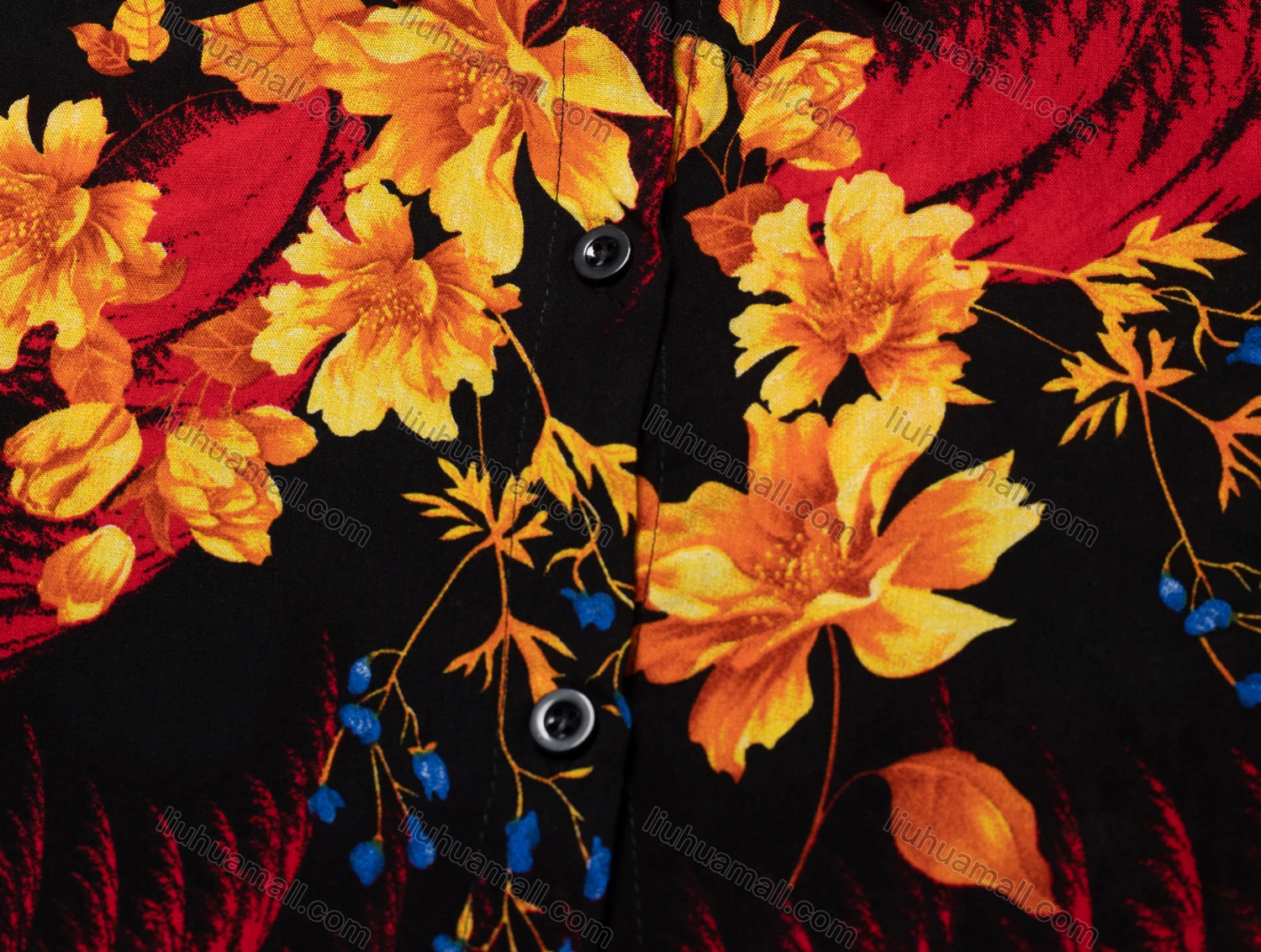 Wholesale Women's Vintage Short Sleeve Botanical Floral Pattern Button Down Shirt 23052# - Liuhuamall