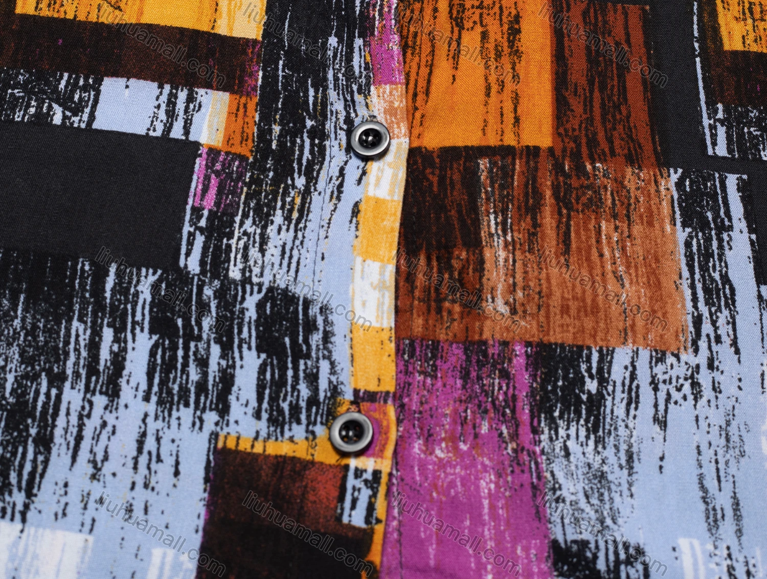 Wholesale Women's Vintage Short Sleeve ColorBlock Button Down Shirt 23055# - Liuhuamall