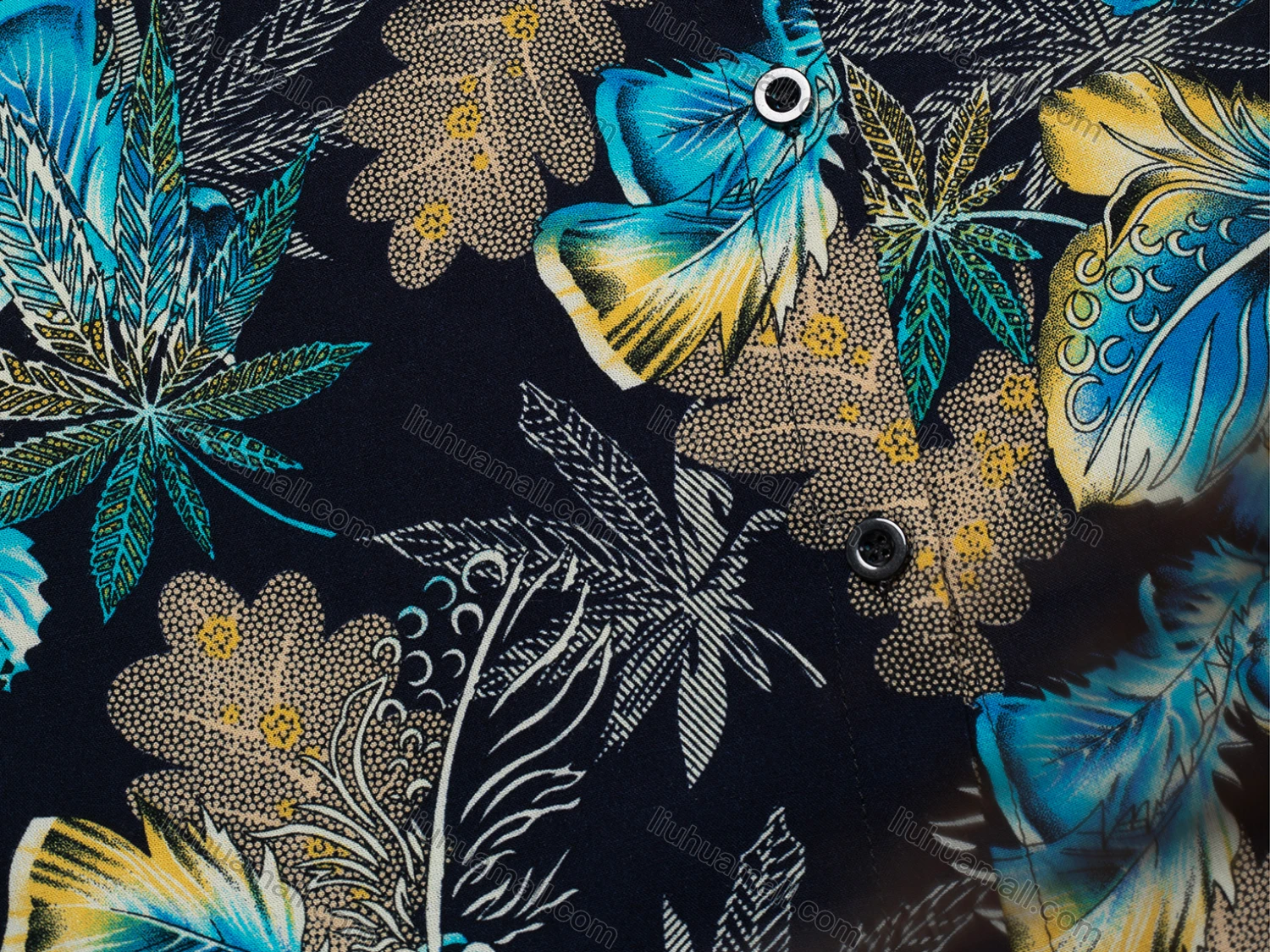 Wholesale Women's Vintage Short Sleeve Botanical Pattern Collared Button Down Shirt 23051# - Liuhuamall