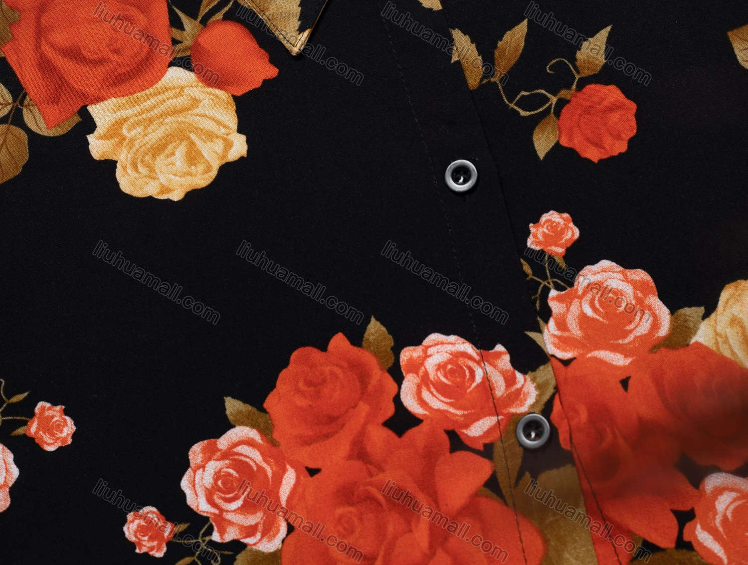 Wholesale Women's Vintage Short Sleeve Floral Pattern Collared Button Down Shirt 23058# - Liuhuamall