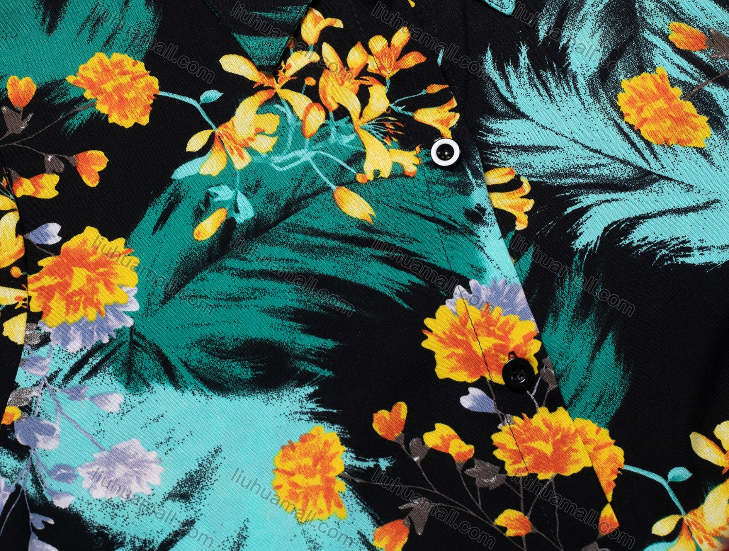 Wholesale Women's Vintage Short Sleeve Botanical Floral Pattern Collared Button Down Shirt 23054# - Liuhuamall