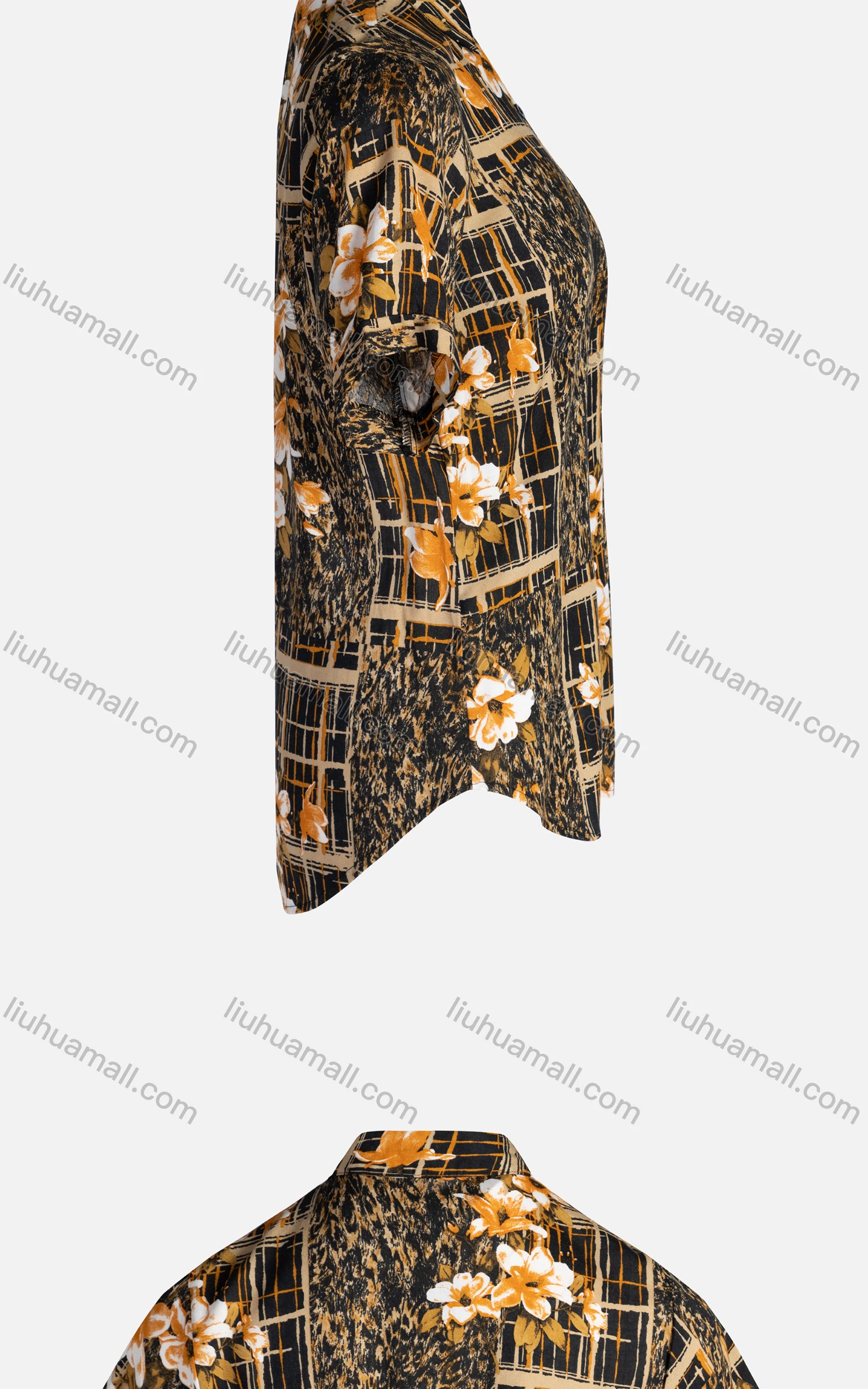 Wholesale Women's Vintage Short Sleeve Leopard Floral Pattern Collared Button Down Shirt 23062# - Liuhuamall