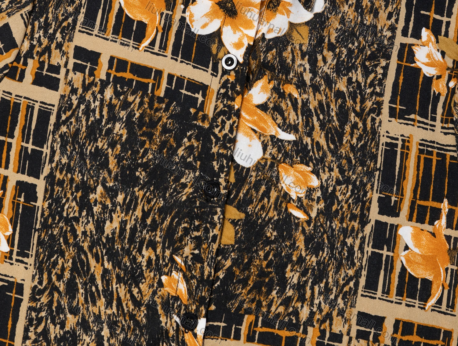 Wholesale Women's Vintage Short Sleeve Leopard Floral Pattern Collared Button Down Shirt 23062# - Liuhuamall