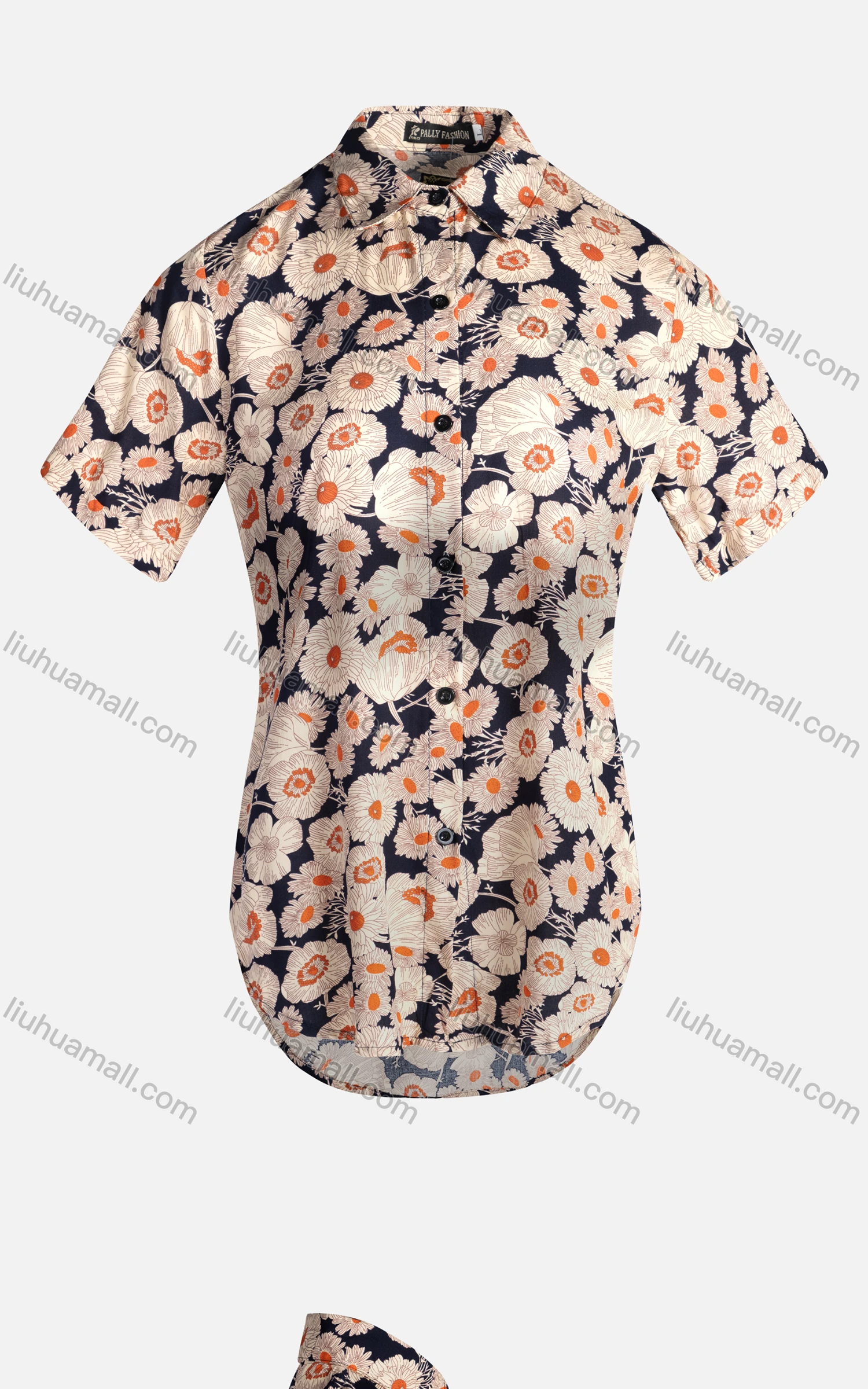 Wholesale Women's Vintage Short Sleeve Daisy Pattern Button Down Shirt 23036# - Liuhuamall
