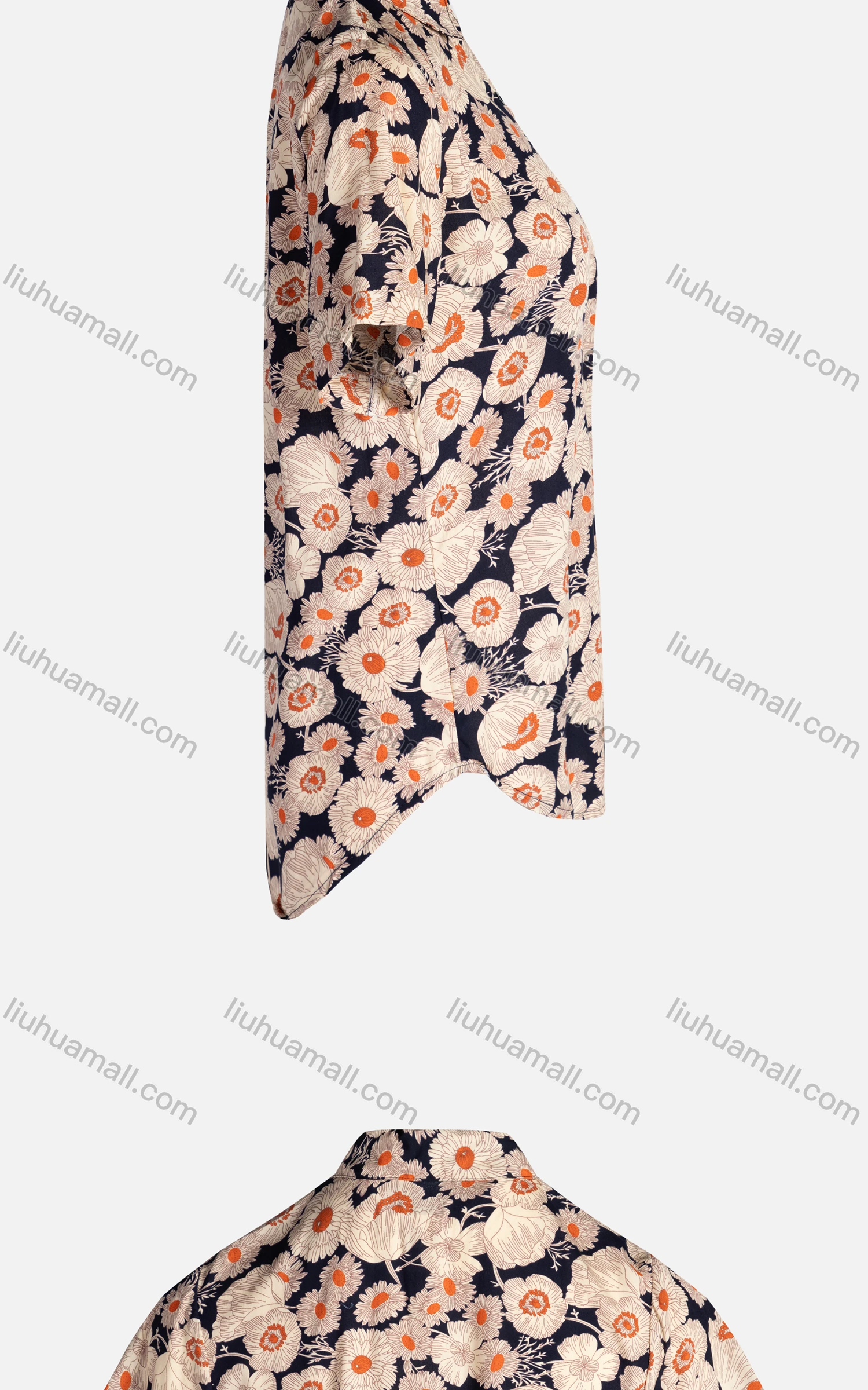 Wholesale Women's Vintage Short Sleeve Daisy Pattern Button Down Shirt 23036# - Liuhuamall