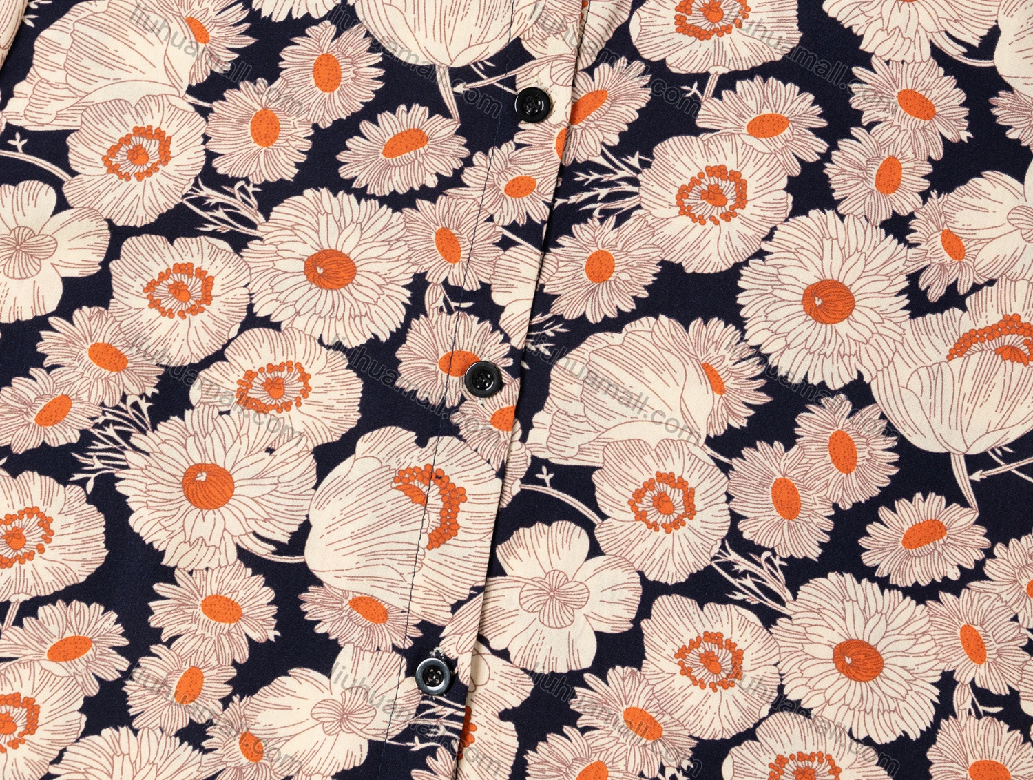 Wholesale Women's Vintage Short Sleeve Daisy Pattern Button Down Shirt 23036# - Liuhuamall