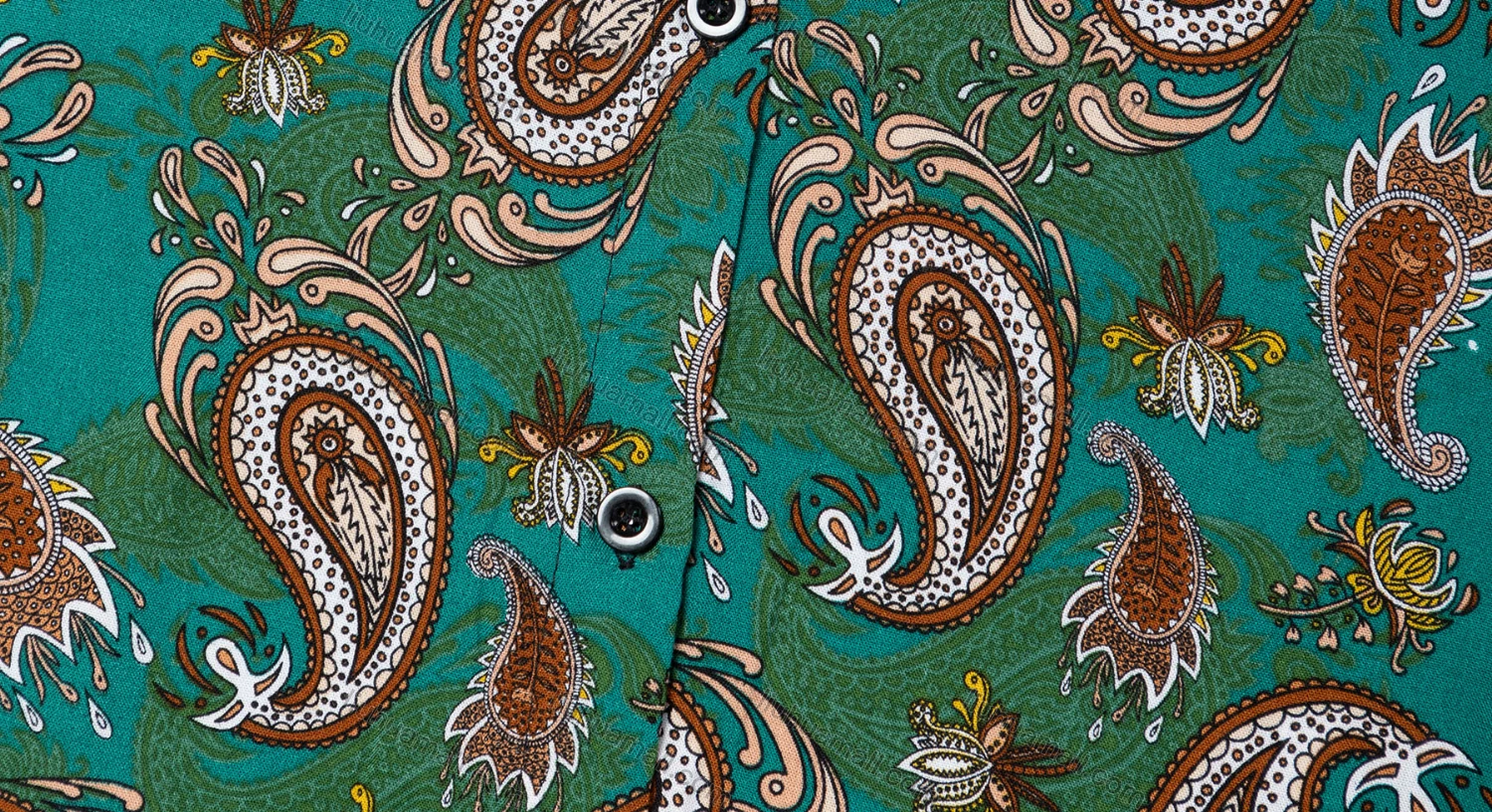 Wholesale Women's Vintage Long Sleeve Paisley Pattern Button Down Shirt 23073# - Liuhuamall