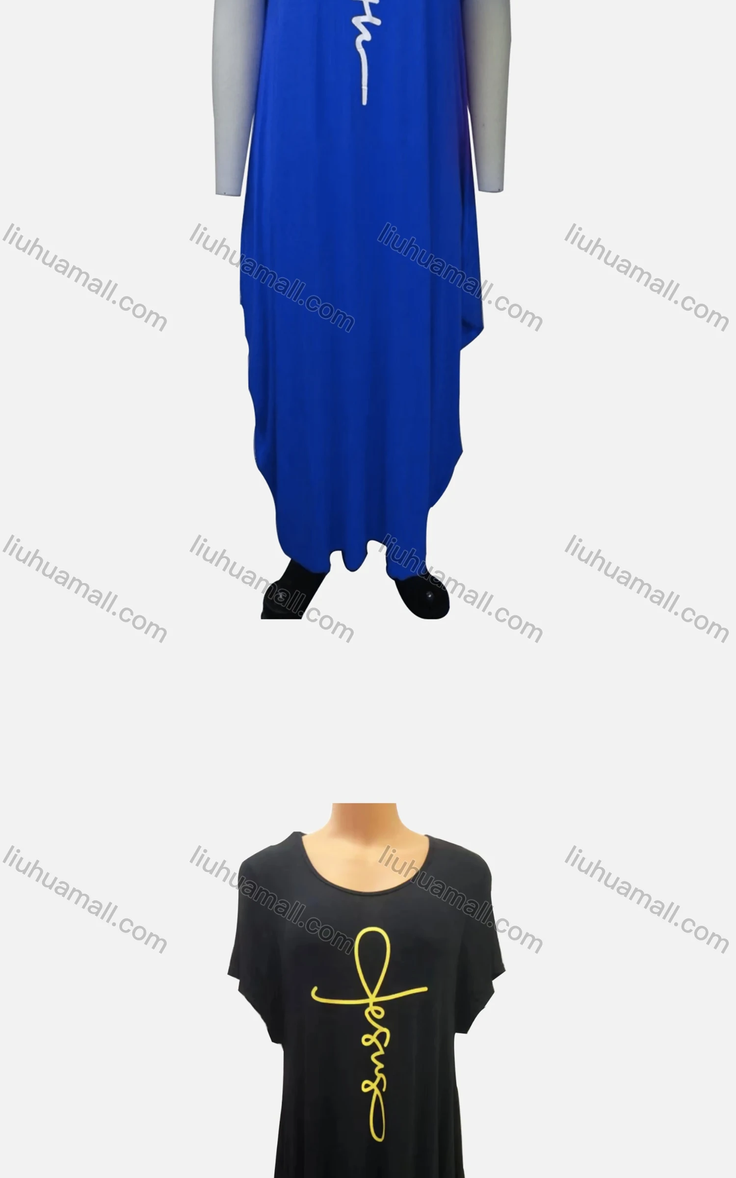 Wholesale Women's African Plus Size Crew Neck Short Sleeve Pockets Loose Fit Dress 8806# - Liuhuamall