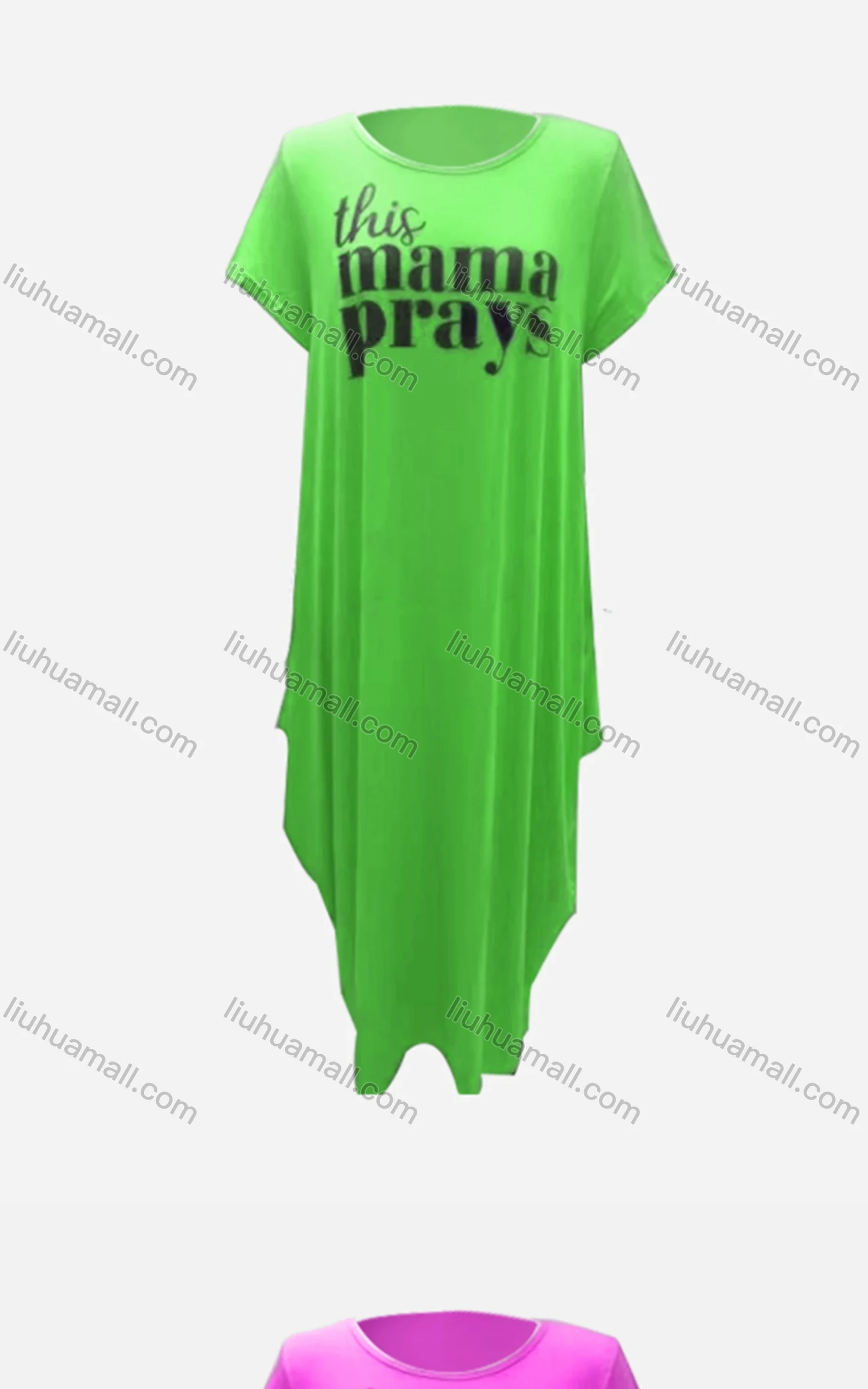 Wholesale Women's African Plus Size Letter Crew Neck Short Sleeve Pockets Loose Fit Dress 8807# - Liuhuamall