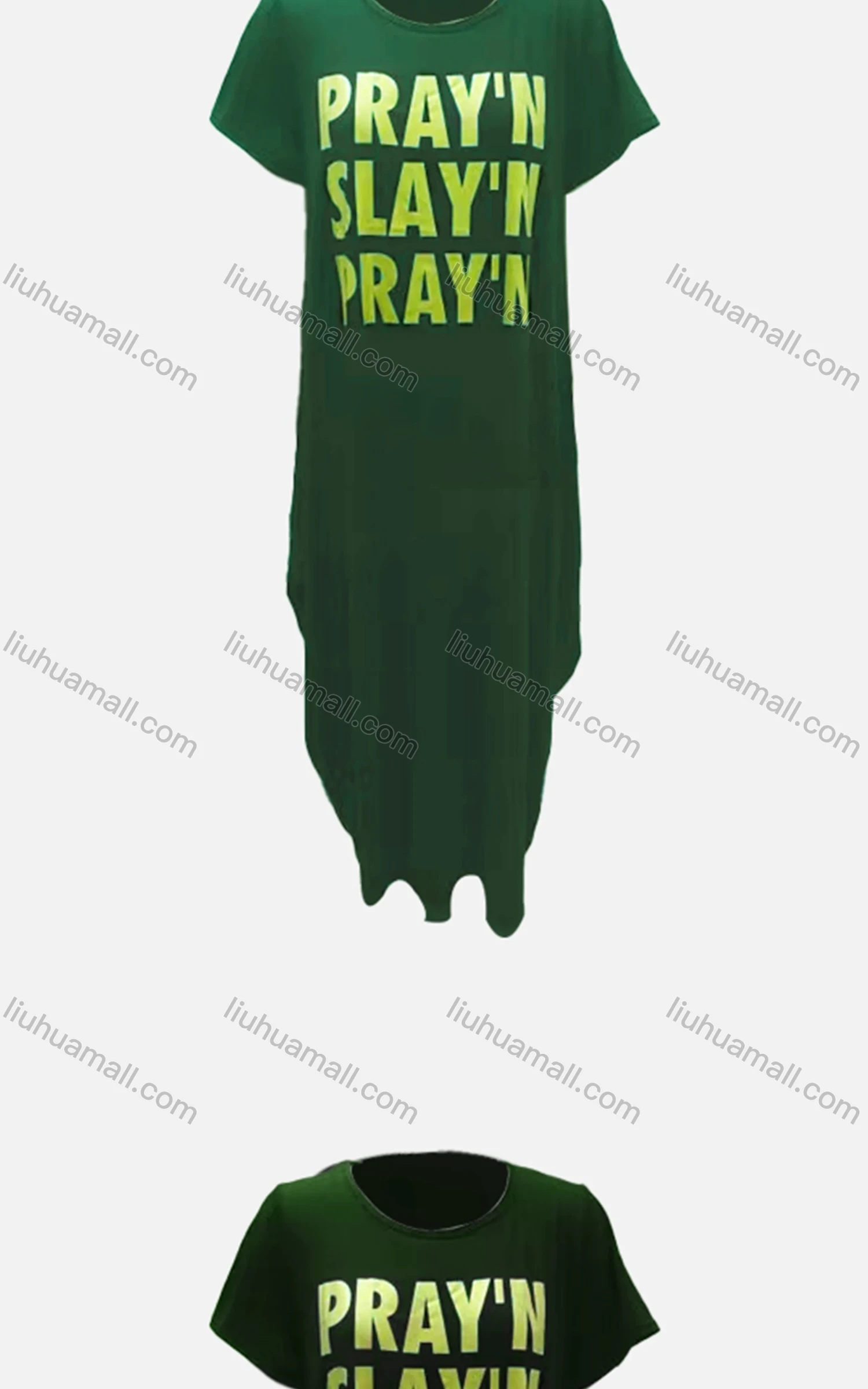 Wholesale Women's African Plus Size Crew Neck Letter Short Sleeve Pockets Loose Fit Dress 8808# - Liuhuamall