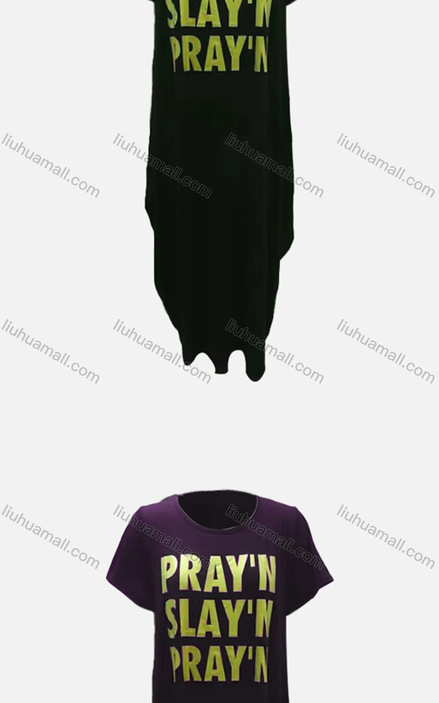 Wholesale Women's African Plus Size Crew Neck Letter Short Sleeve Pockets Loose Fit Dress 8808# - Liuhuamall