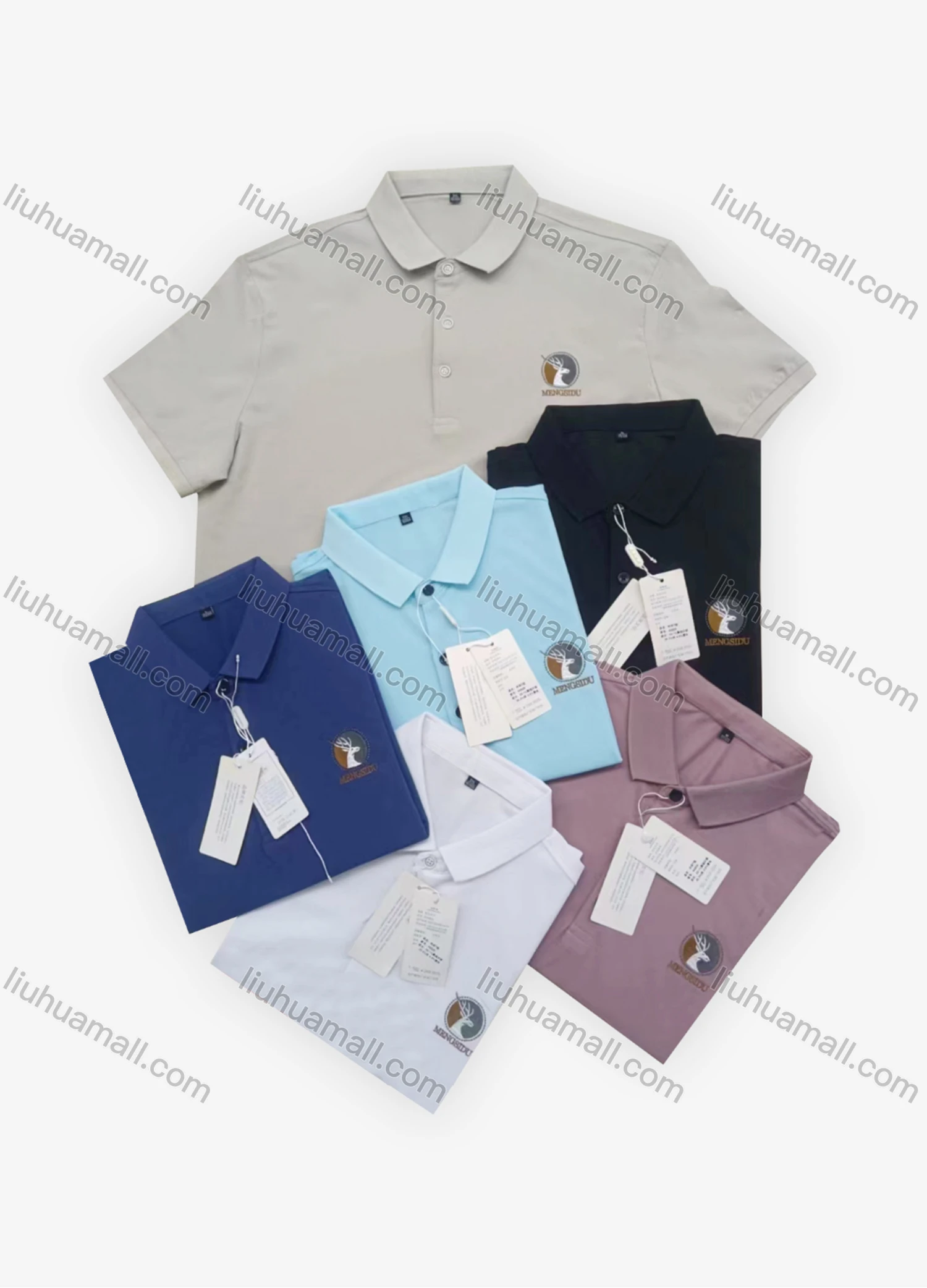 Wholesale Men's Casual Plain Label Print Short Sleeve Polo Shirt A6826# - Liuhuamall