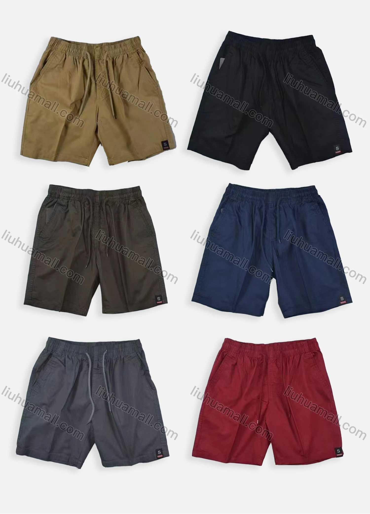 Wholesale Men's Casual Washed Plain Drawstring Side Pockets Shorts 20268# - Liuhuamall