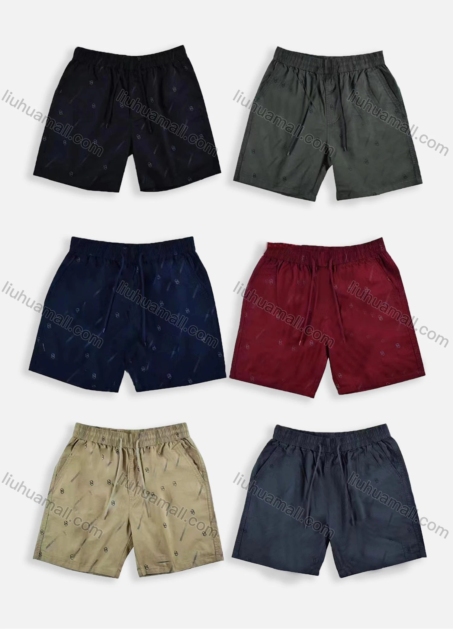 Wholesale Men's Casual Washed Allover Print Drawstring Side Pockets Shorts 8878# - Liuhuamall