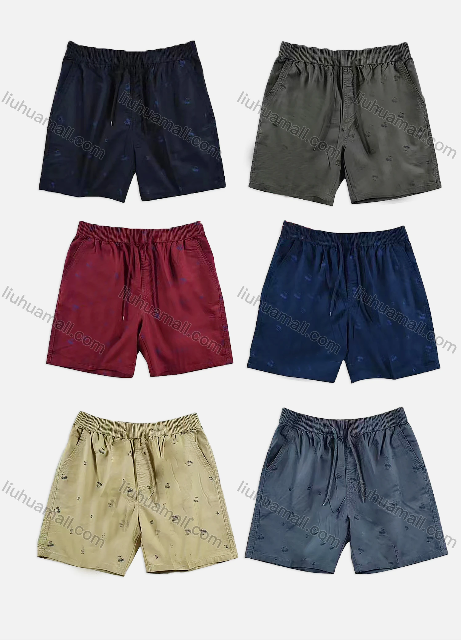 Wholesale Men's Casual Washed Allover Print Drawstring Side Pockets Shorts 8879# - Liuhuamall