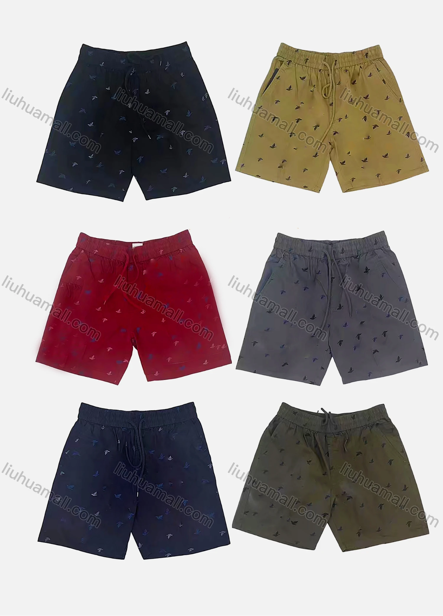 Wholesale Men's Casual Washed Allover Animal Print Drawstring Side Pockets Shorts 20267# - Liuhuamall