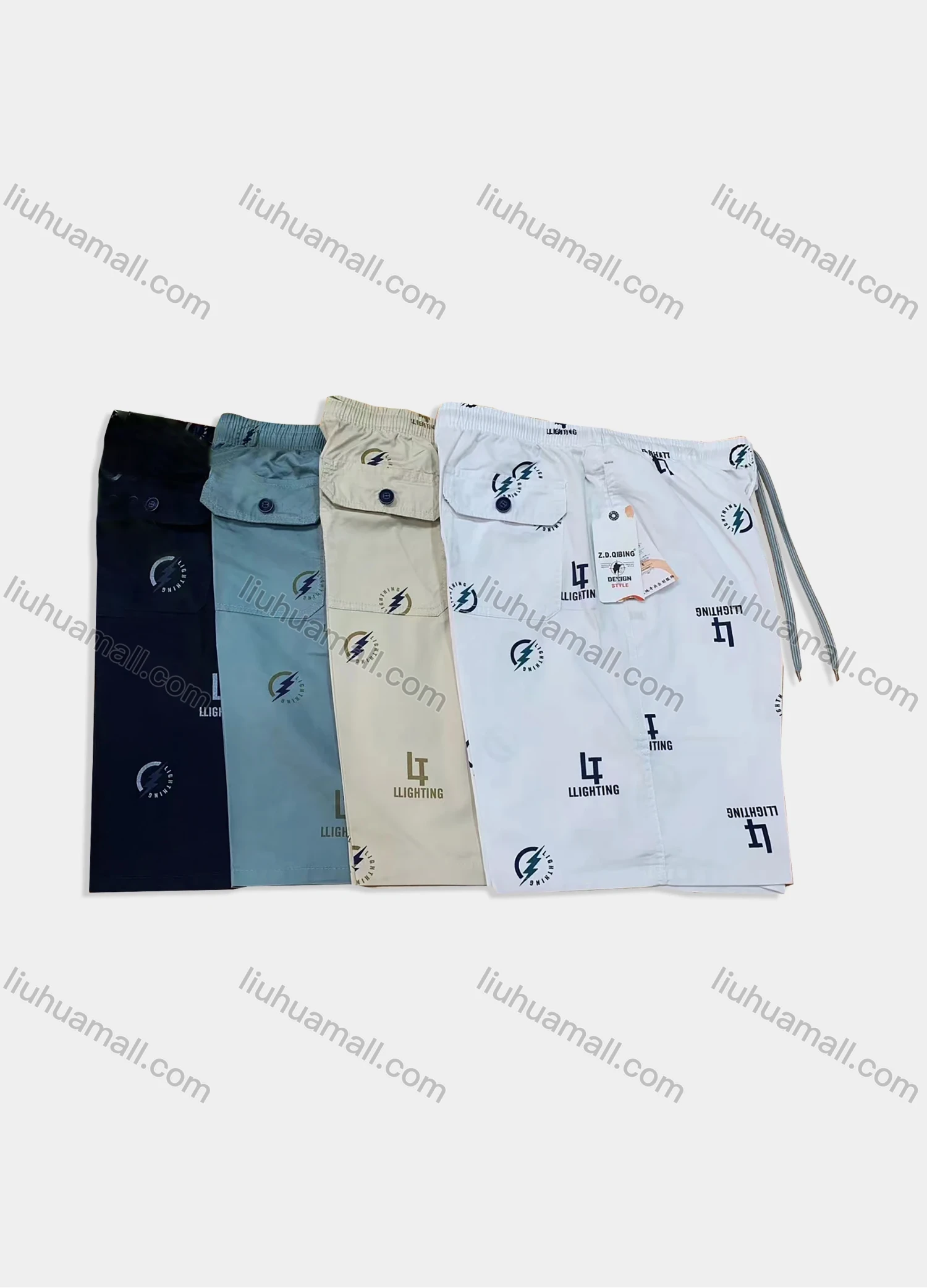 Wholesale Men's Vacation Letter Print Drawstring Flap Pockets Beach Shorts 532# - Liuhuamall