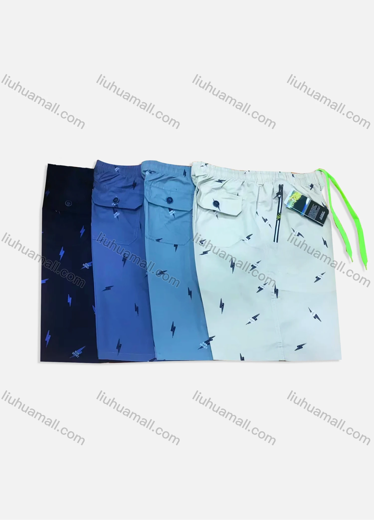Wholesale Men's Allover Print Drawstring Zipper Flap Pockets Casual Shorts 573# - Liuhuamall
