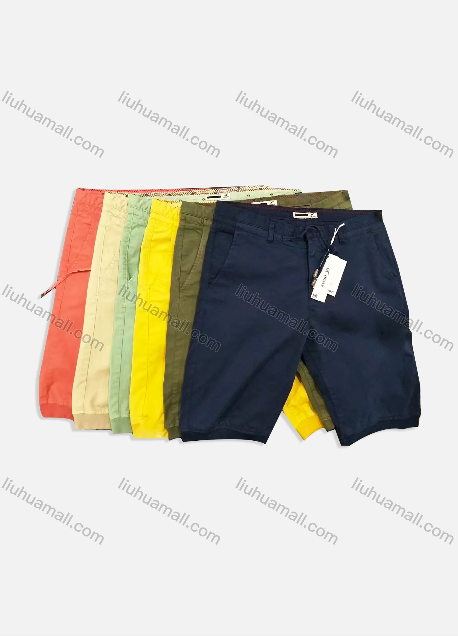 Wholesale Men's Casual Plain Patch Pocket Drawstring Shorts 1820# - Liuhuamall