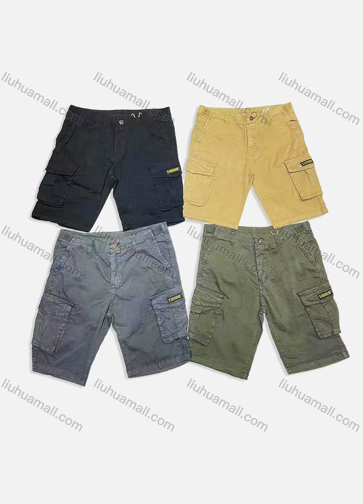 Wholesale Men's Casual Plain Multiple Flap Pockets Shorts 1879# - Liuhuamall