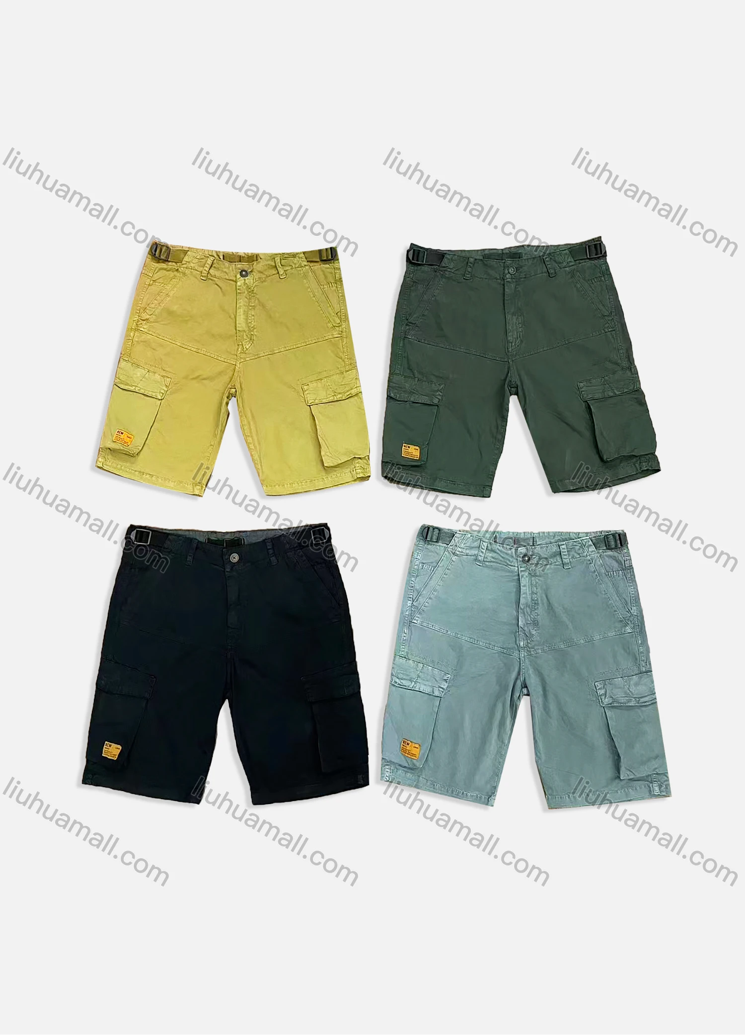 Wholesale Men's Casual Plain Multiple Pockets Shorts 9387# - Liuhuamall