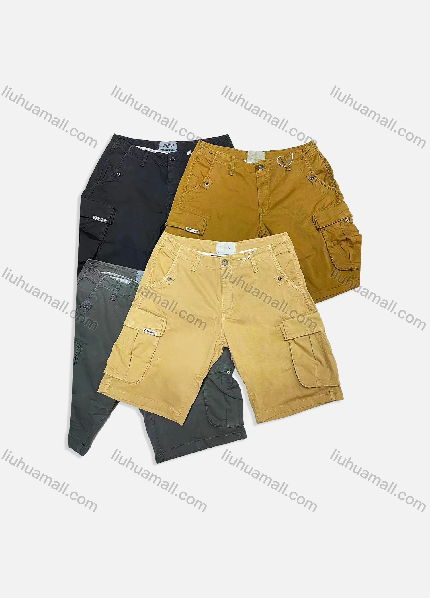 Wholesale Men's Casual Plain Multiple Pockets Shorts D-755# - Liuhuamall