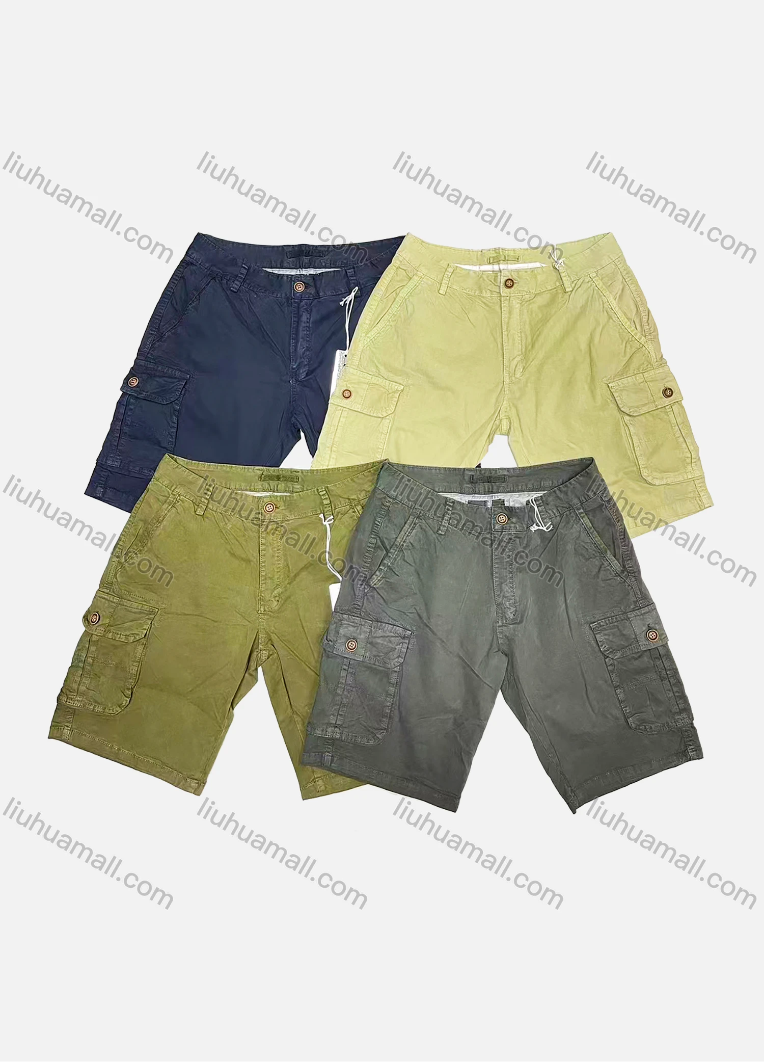 Wholesale Men's Casual Plain Multiple Pockets Shorts D-757# - Liuhuamall