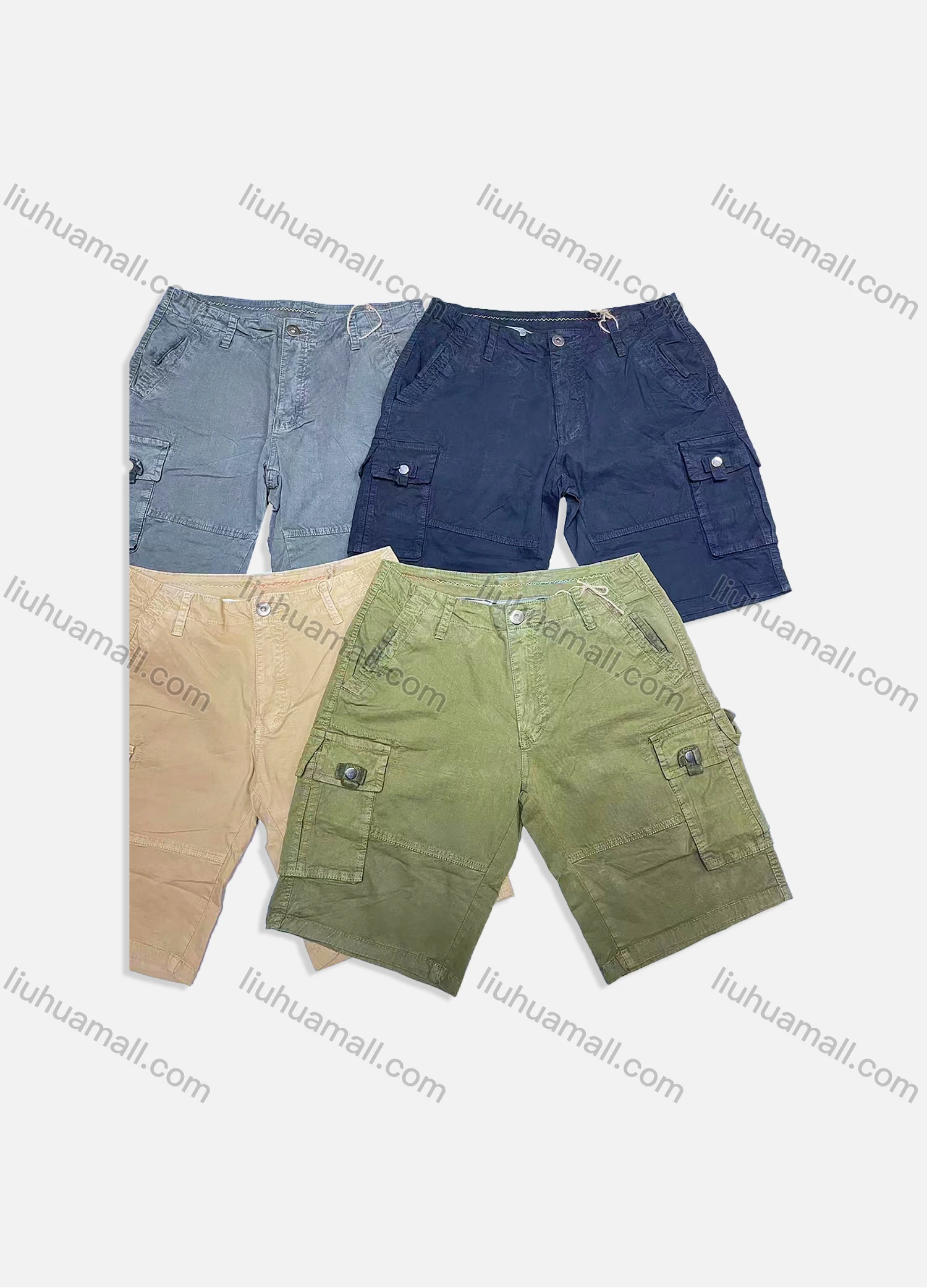 Wholesale Men's Casual Plain Multiple Pockets Shorts D-758# - Liuhuamall