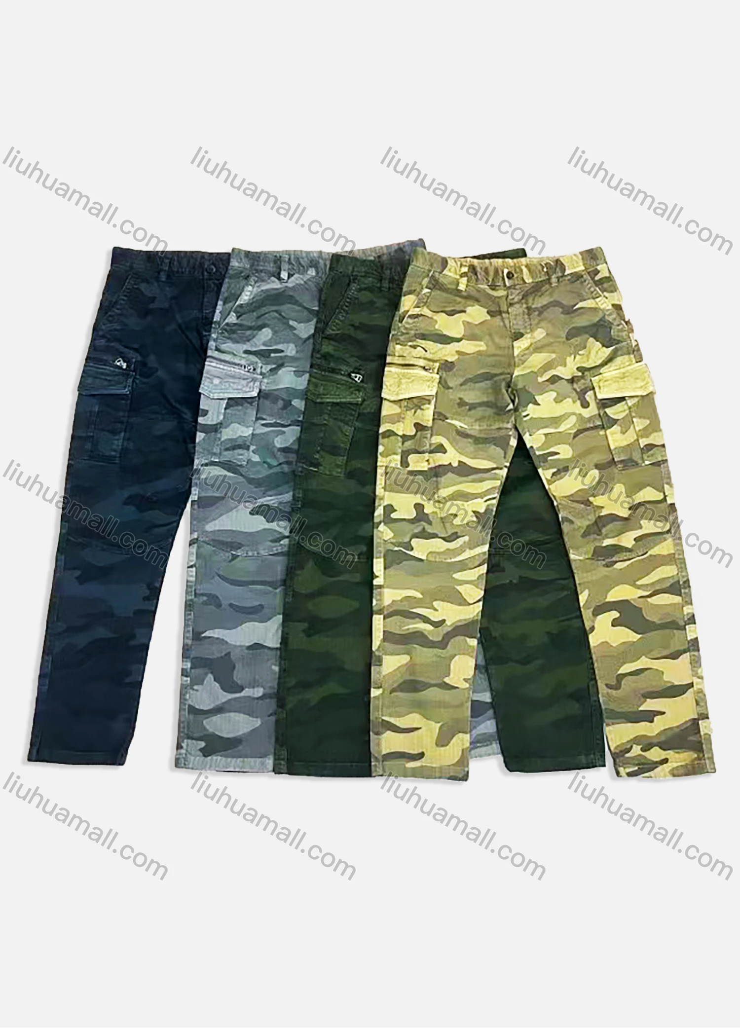 Wholesale Men's Casual Camouflage Multiple Pockets Zip Decor Cargo Pants AK7368# - Liuhuamall