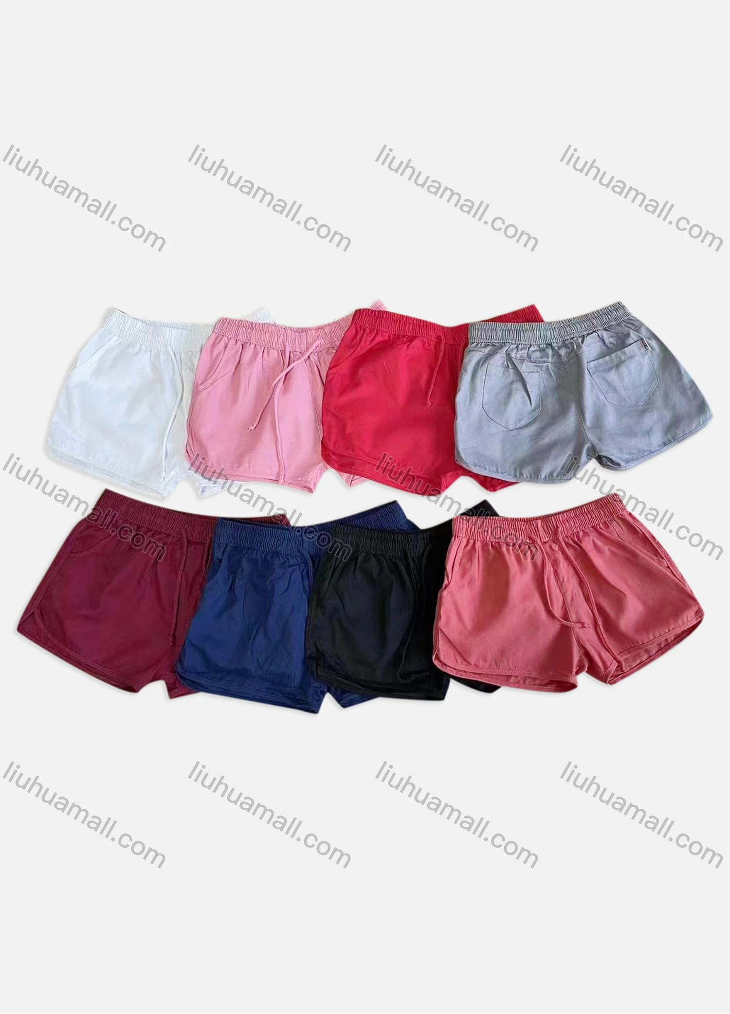 Wholesale Women's Plain Drawstring Multiple Pockets Pajamas Lounge Shorts 16833# - Liuhuamall