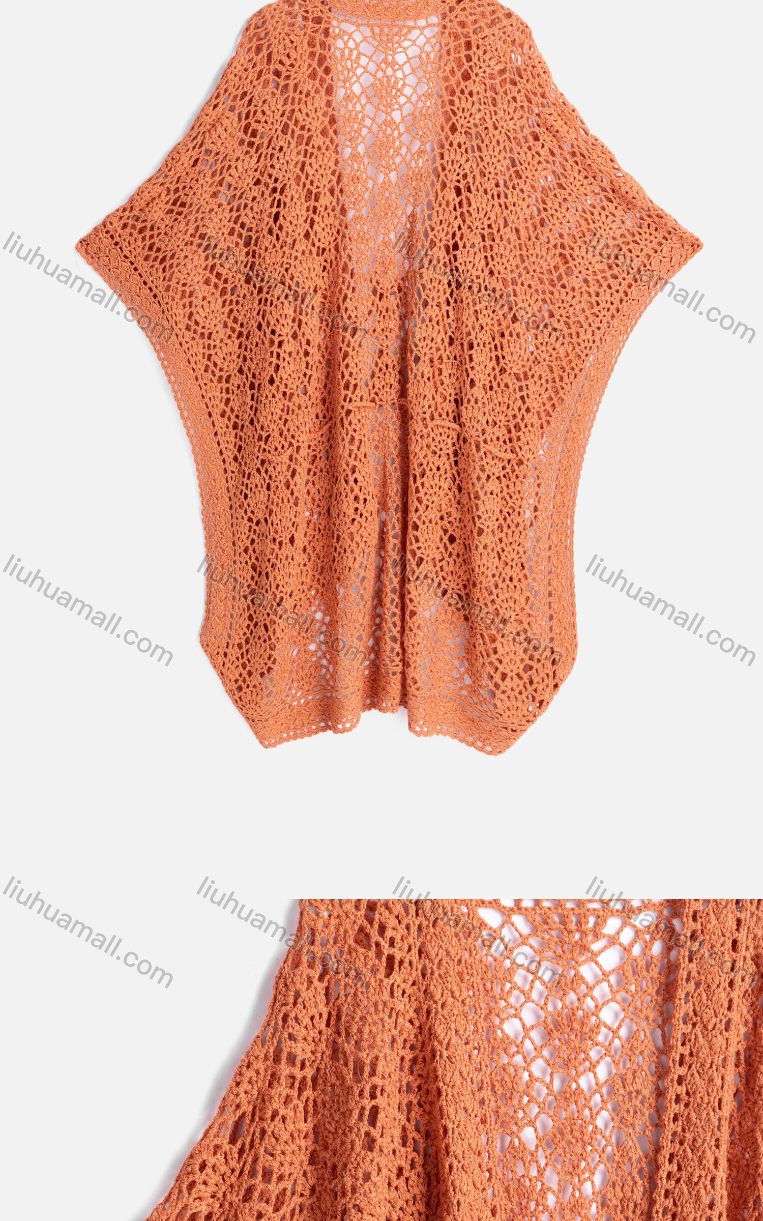 Wholesale Women's Casual Bat Sleeve Hollow Out Lace Up Knit Cover Up Cardigan A528# - Liuhuamall