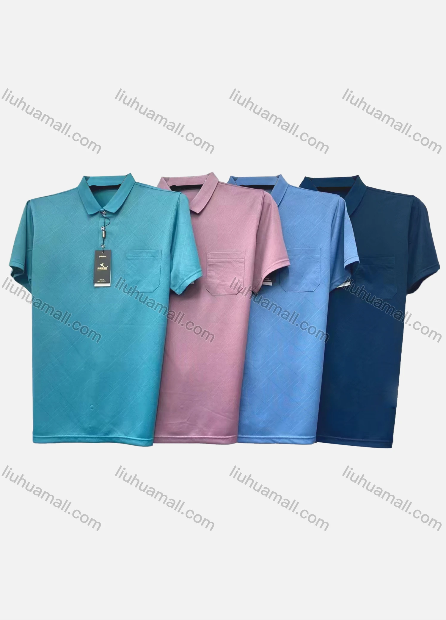 Wholesale Men's Casual Plaid Short Sleeve Patch Pocket Polo Shirt 178# - Liuhuamall