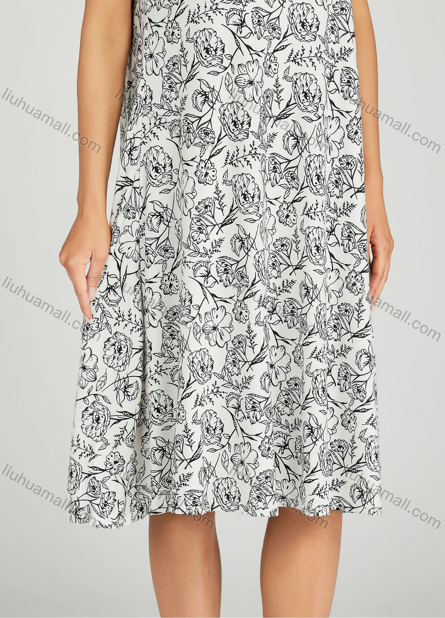 Wholesale Women's Allover Floral Print Scoop Neck Milk Silk Lounge Midi Sleeveless Night Dress 01# - Liuhuamall