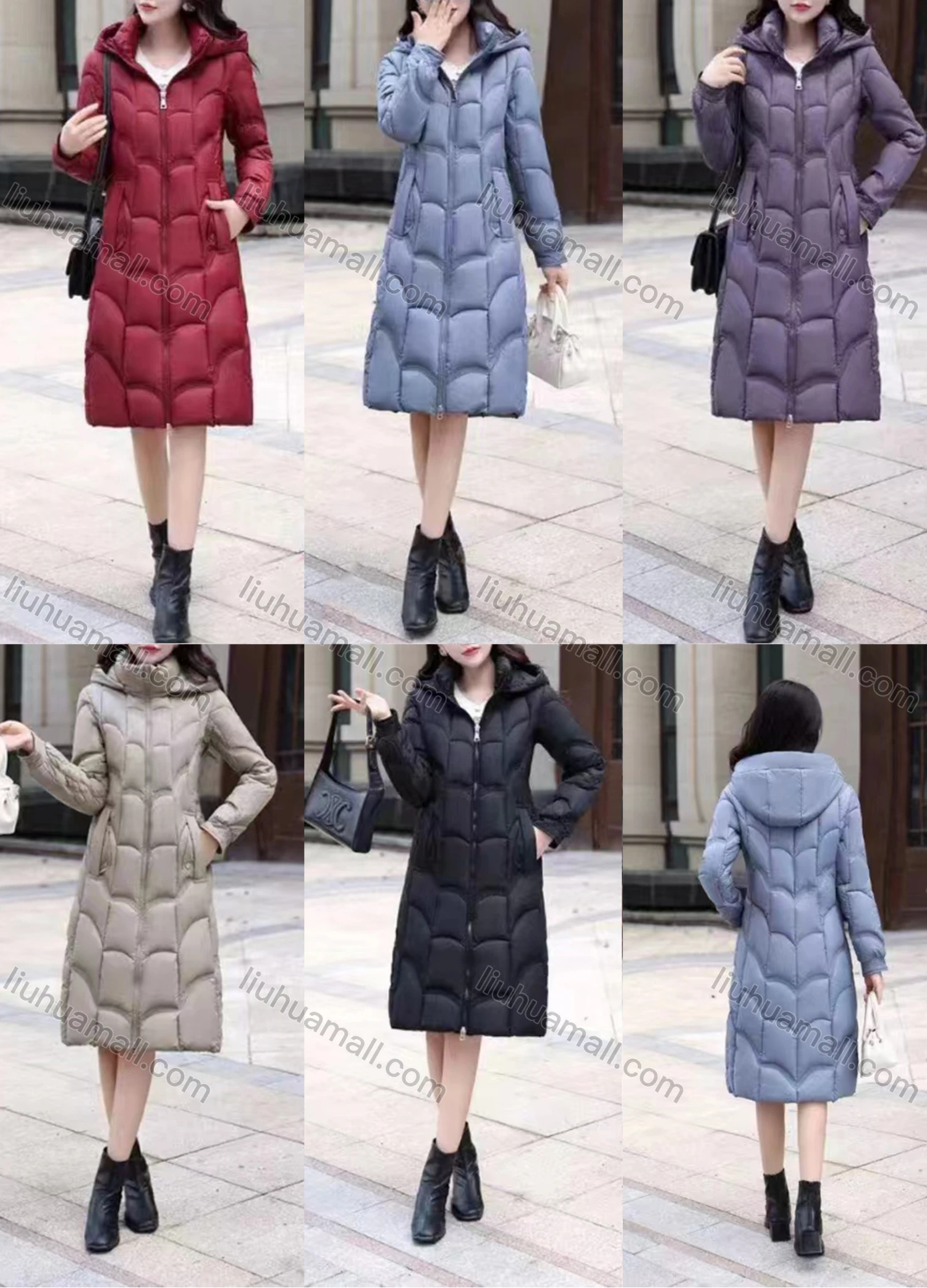 Wholesale Women's Casual Hooded Long Sleeve Thermal Pockets Puffer Coat 8829# - Liuhuamall