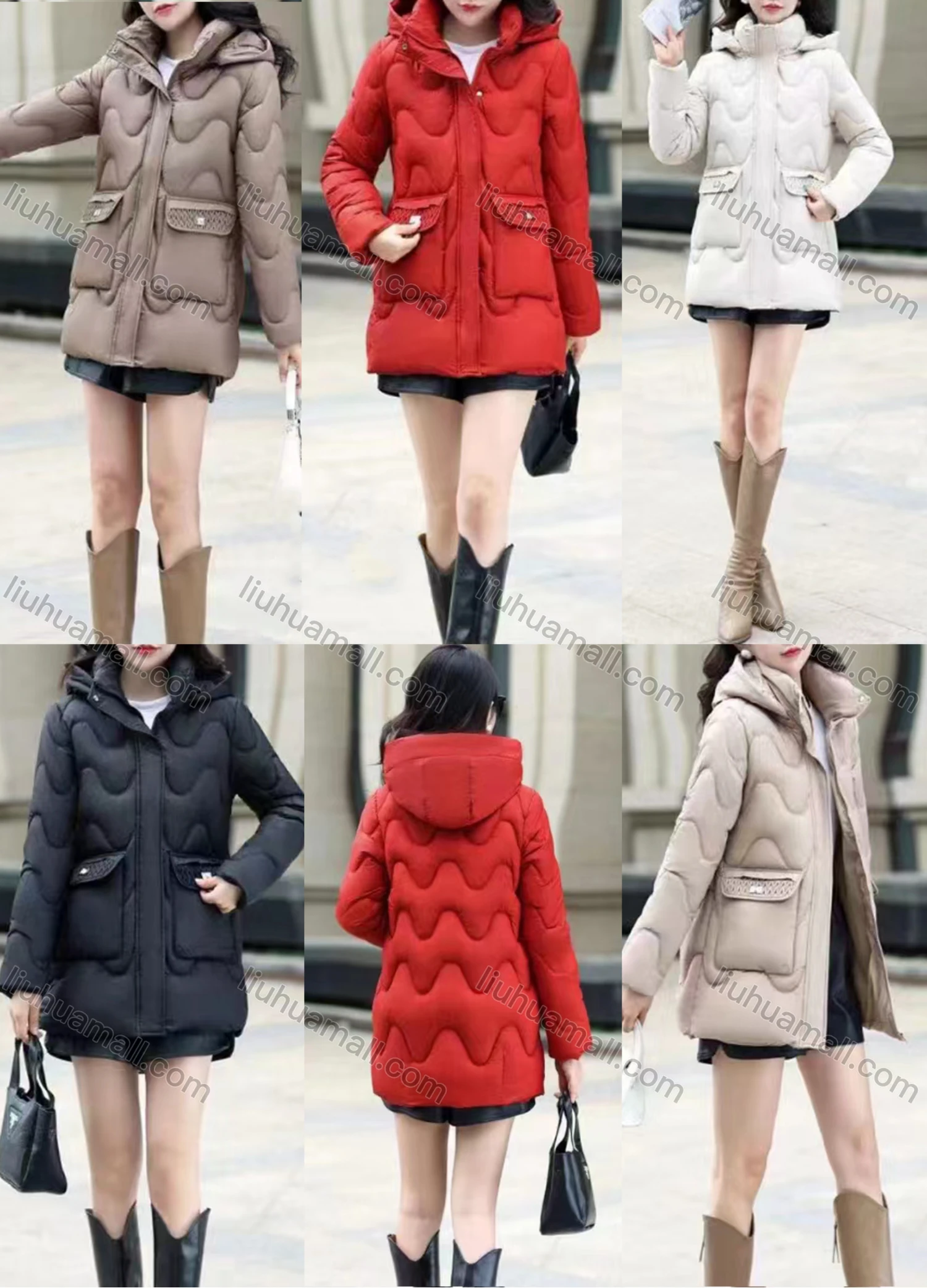Wholesale Women's Casual Hooded Long Sleeve Thermal Pockets Puffer Coat 8822# - Liuhuamall