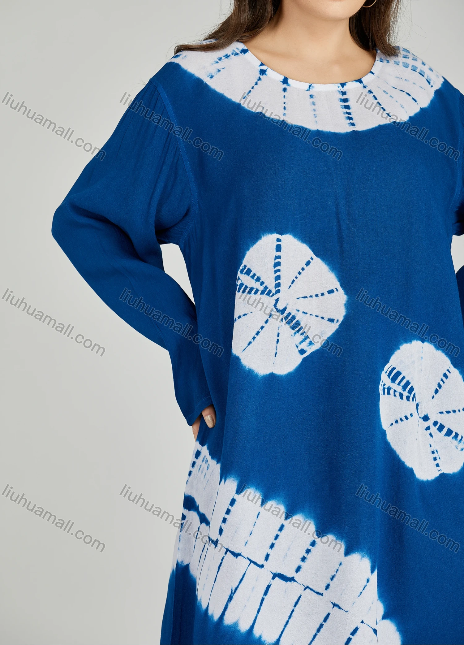 Wholesale Women's Folkloric African High Low Hem Long Sleeve Tie Dye Robe & Pants 2 Piece Sets ZRLK-101# - Liuhuamall