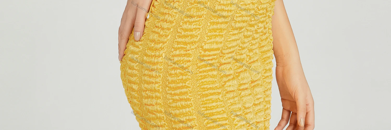 Wholesale Women's Sexy Drawstring Side Plain Shirred Striped Bodycon Midi Tank Dress 110# - Liuhuamall