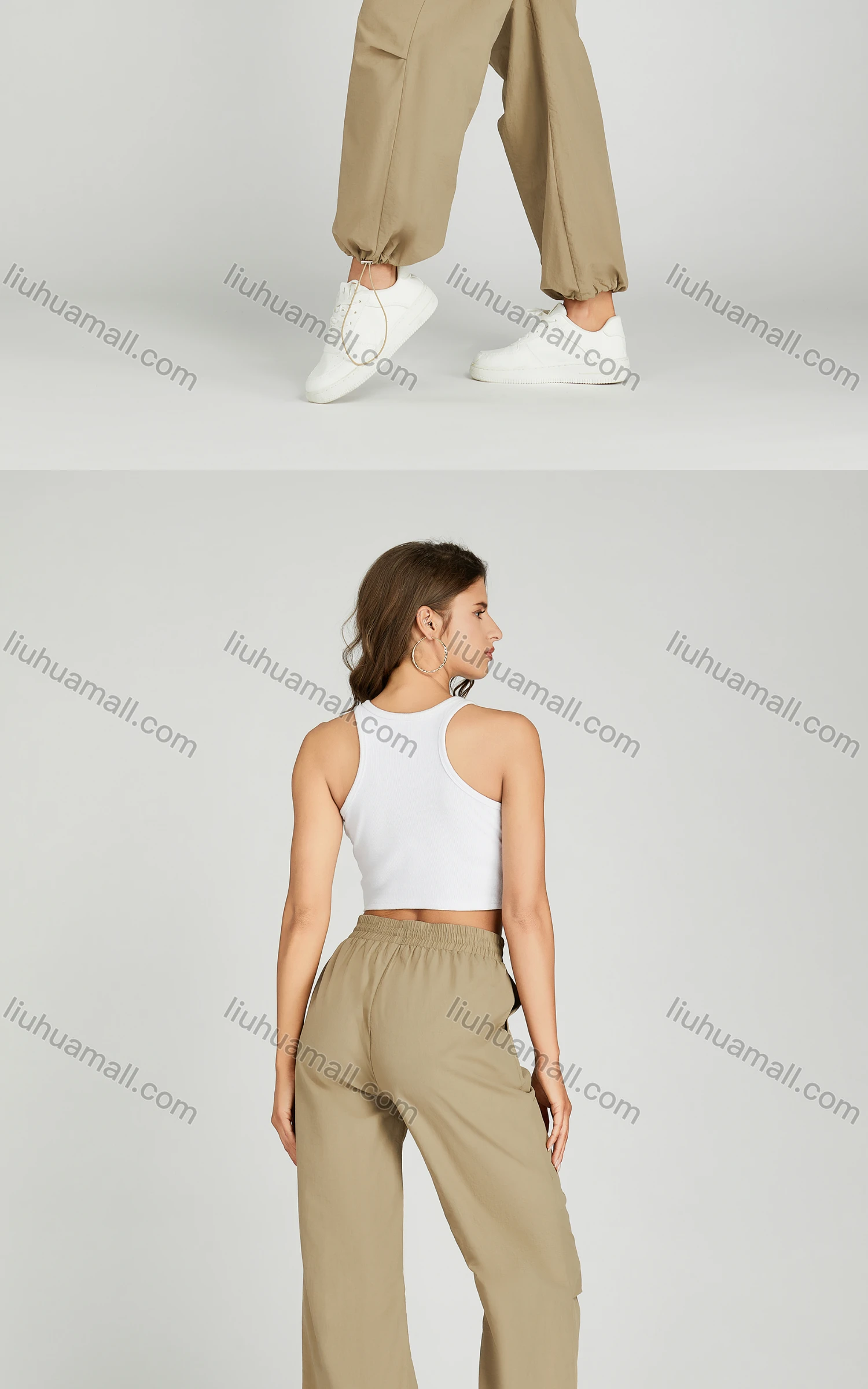 Wholesale Women's Drawstring Elastic Waist Patch Pocket Plain Sweat Pants MT278# - Liuhuamall