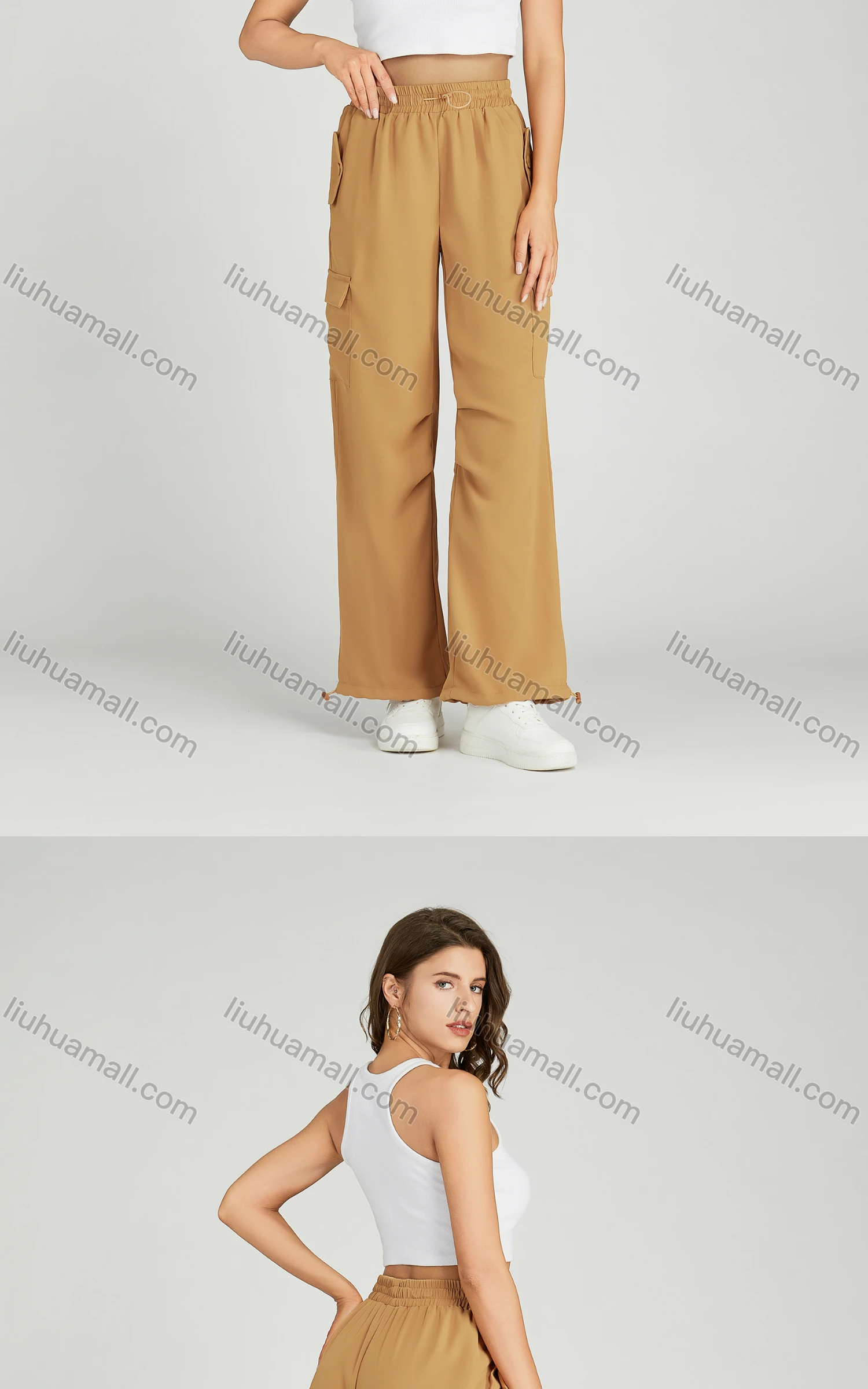 Wholesale Women's Casual Drawstring Multiple Pockets Elastic Waist Sweat Pants MT257# - Liuhuamall