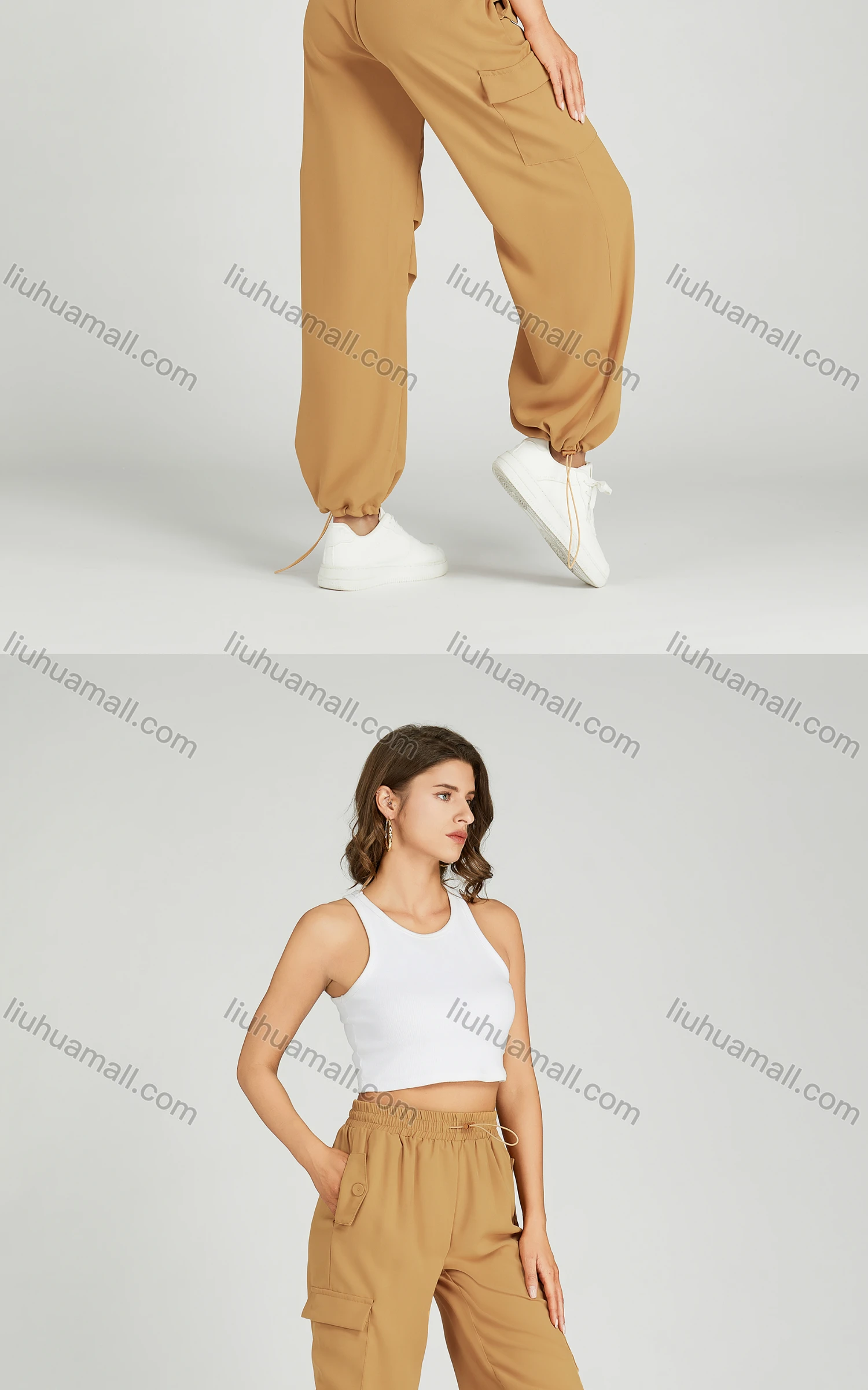 Wholesale Women's Casual Drawstring Multiple Pockets Elastic Waist Sweat Pants MT257# - Liuhuamall